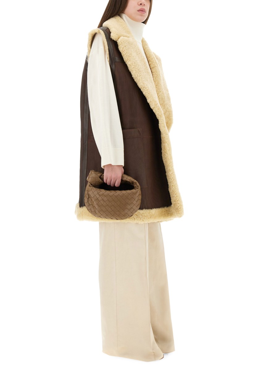 GILET IN PELLE E SHEARLING