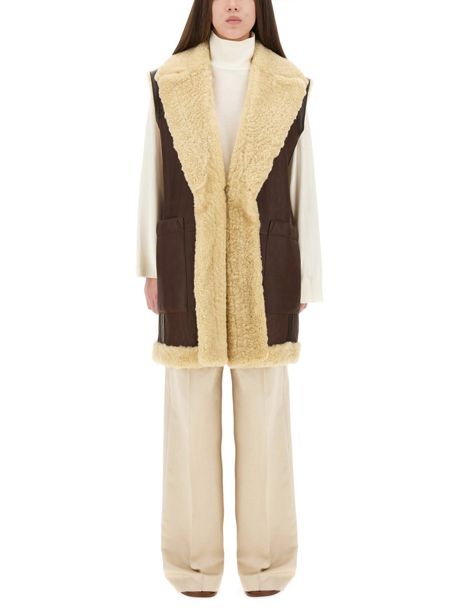 GILET IN PELLE E SHEARLING