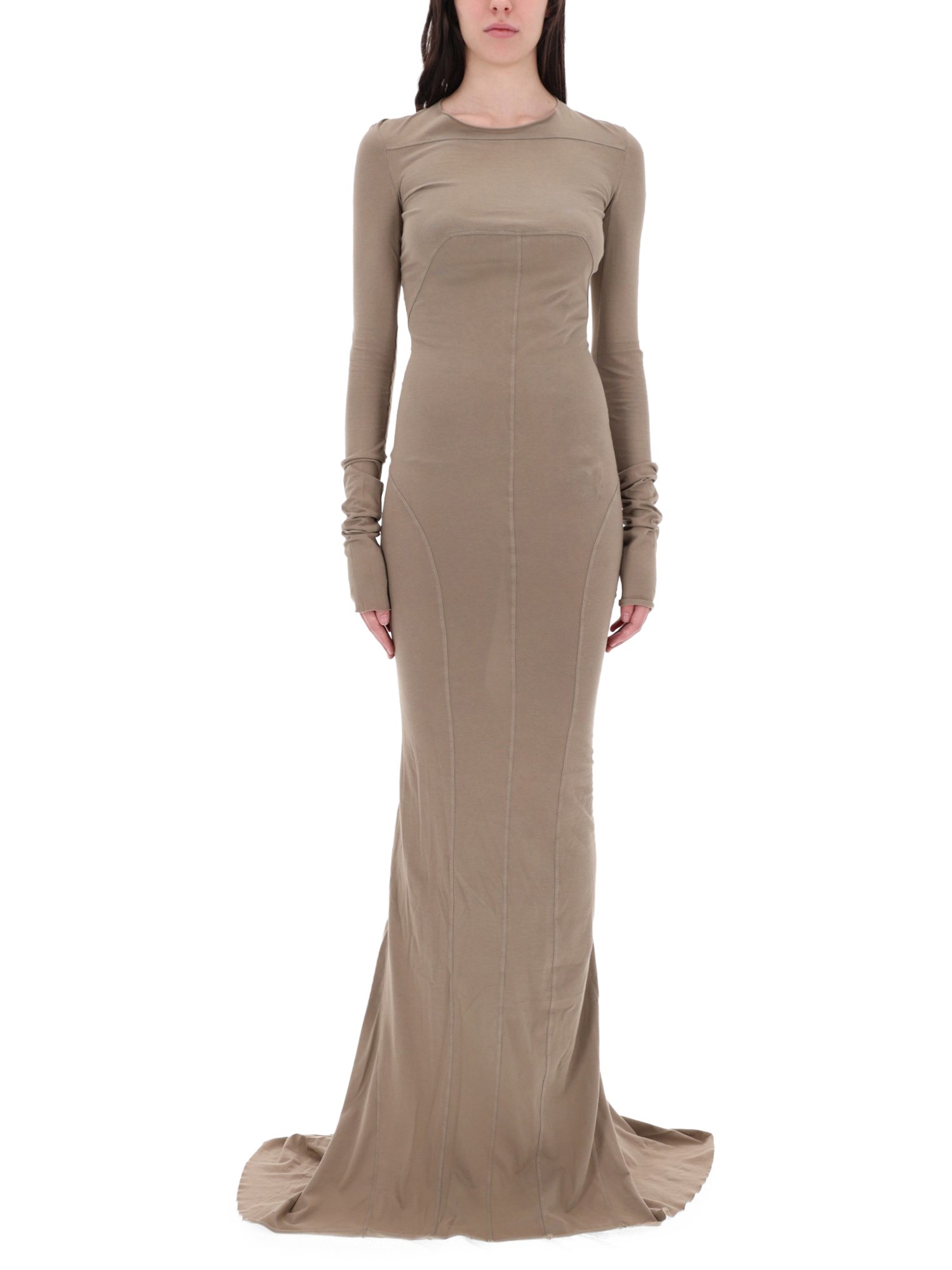 Rick Owens Drkshdw Long "edfu" Dress In Brown