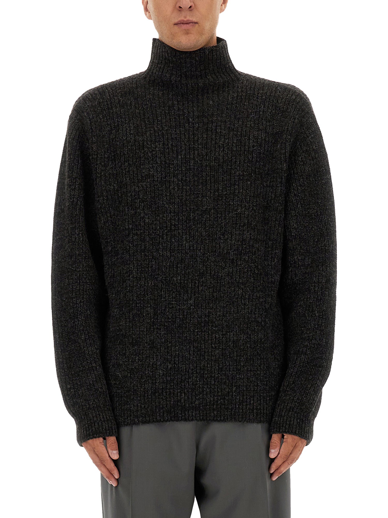 Lemaire Yak Alpaca High Neck Sweater In Black