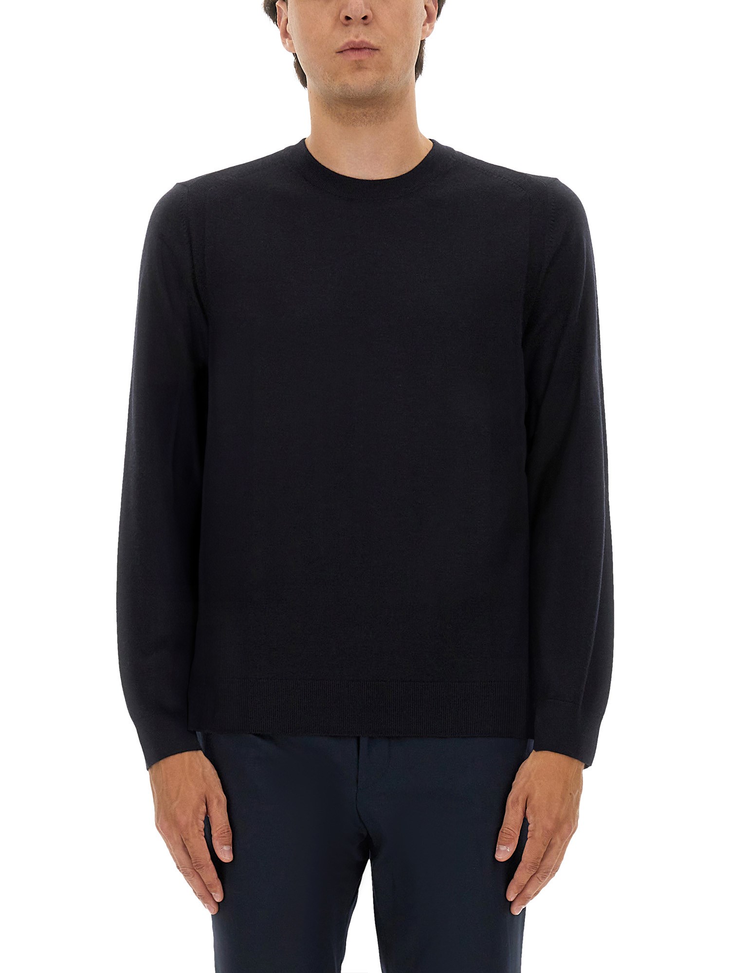Hugo Boss Boss Camel Regular Fit Wool Sweater In Blue