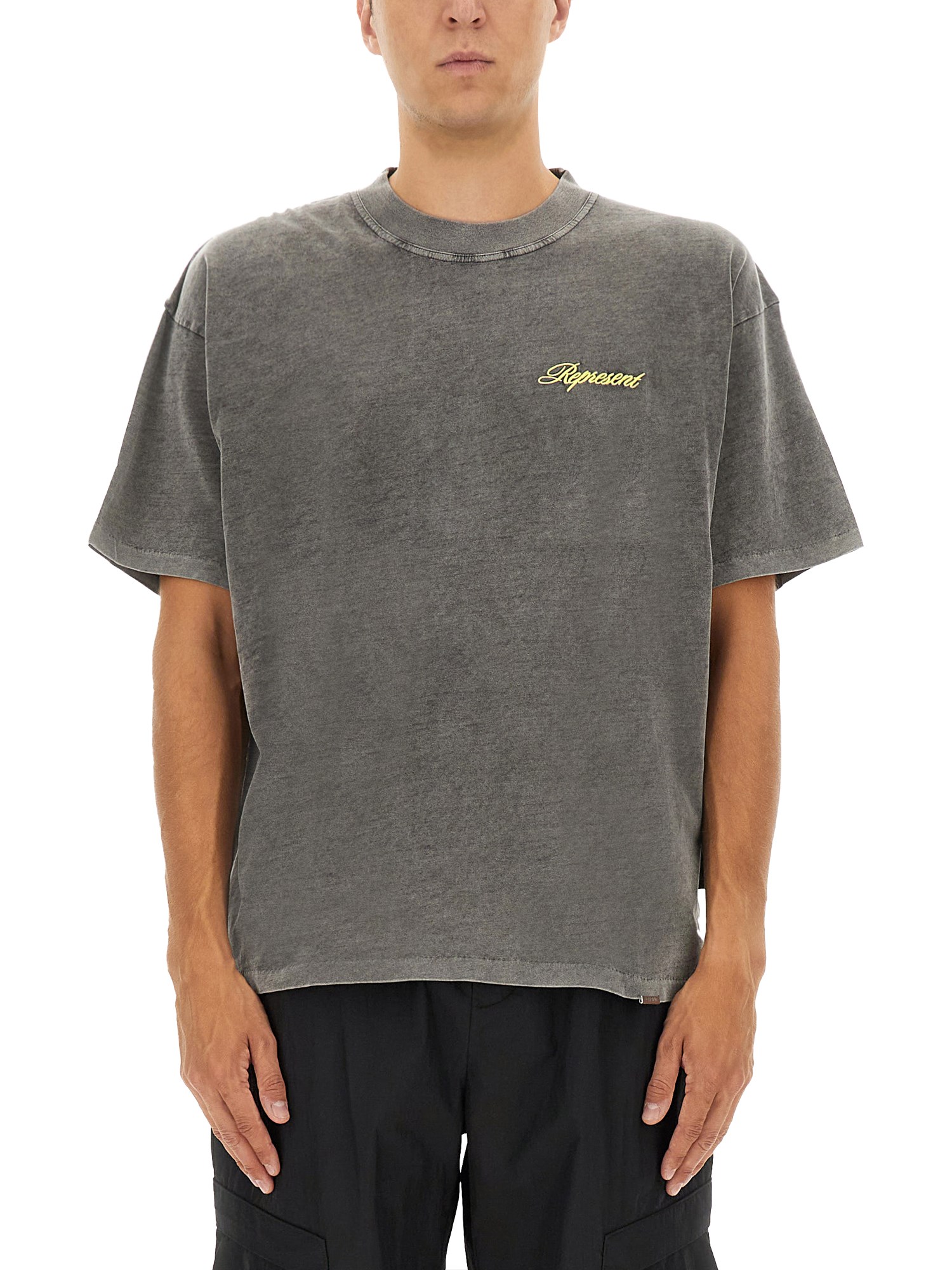 Represent Script Logo T-shirt In Gray