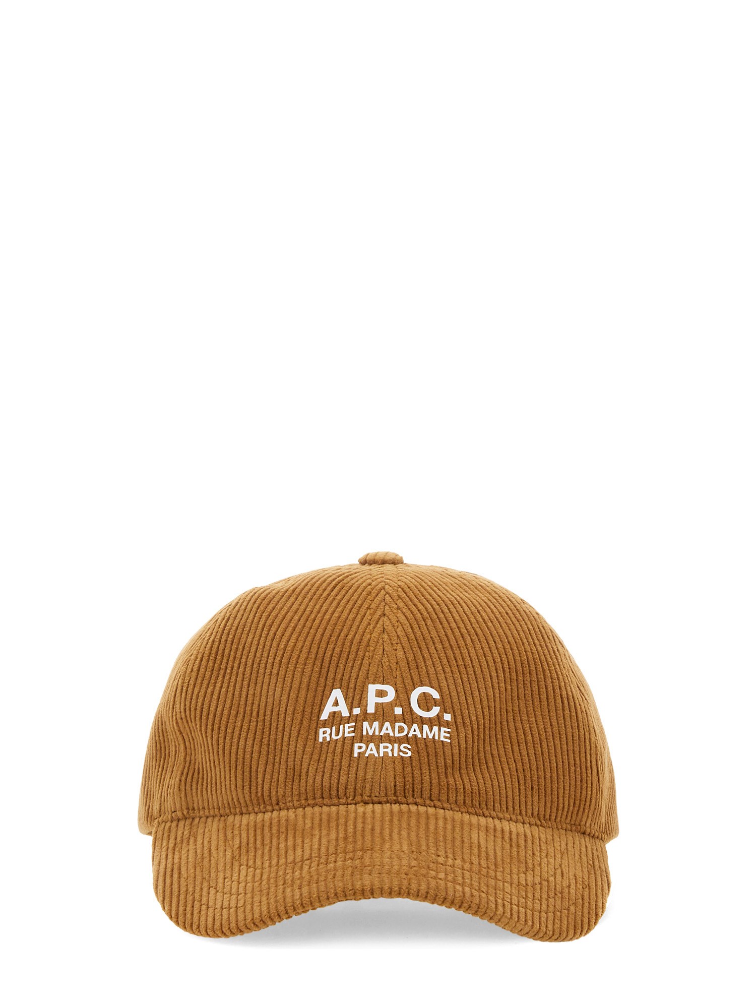 Apc A.p.c. Logo Printed Corduroy Cap In Brown
