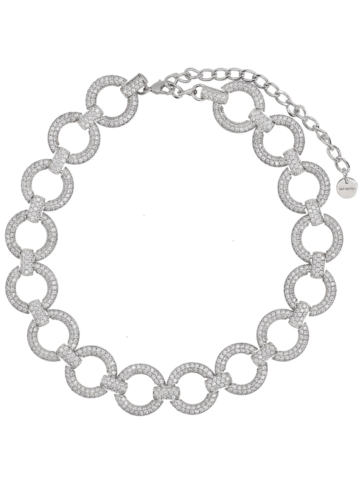 Self-portrait Choker With Crystals In Silver