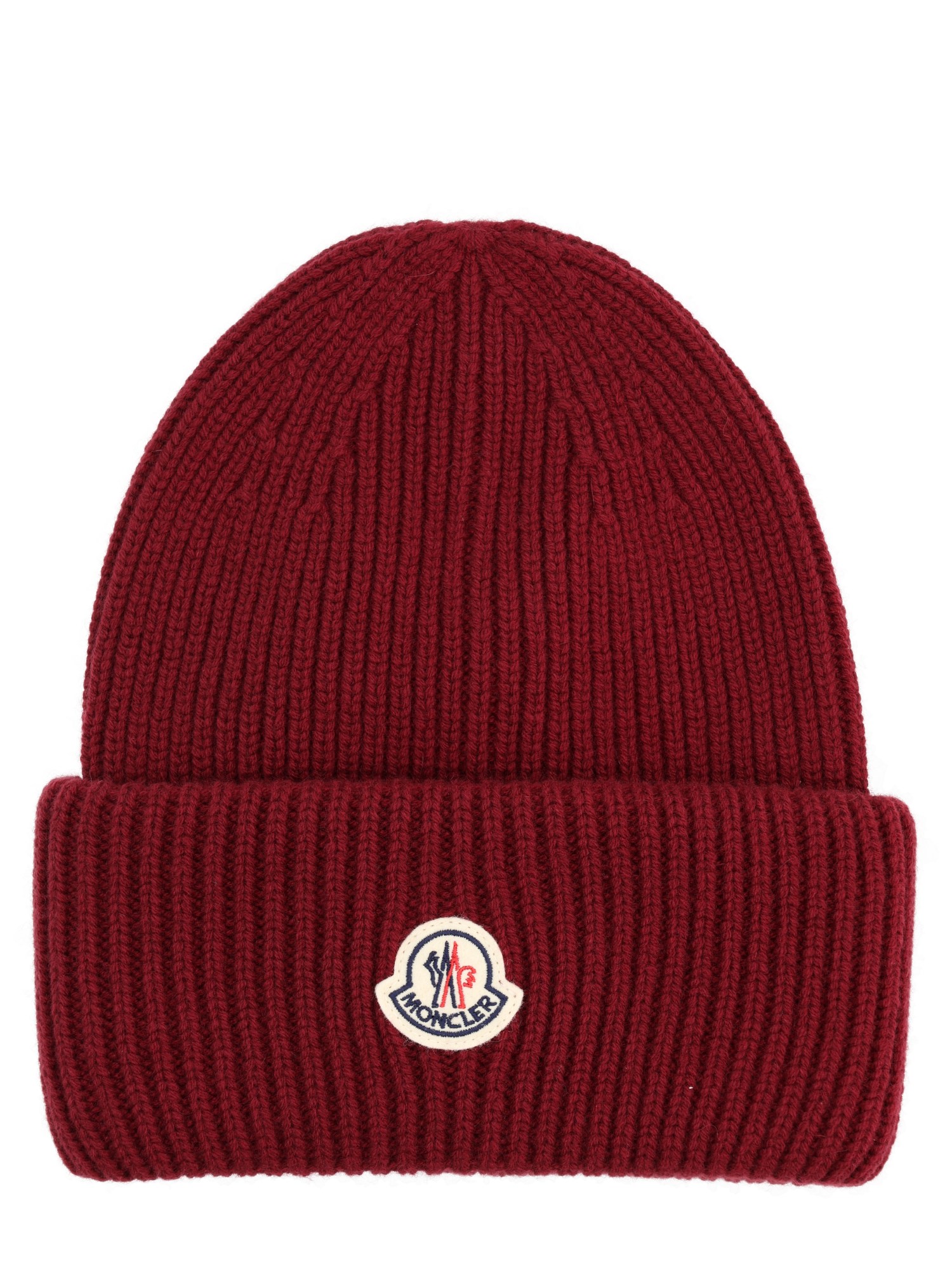 Moncler Virgin Wool And Cashmere Beanie In Burgundy