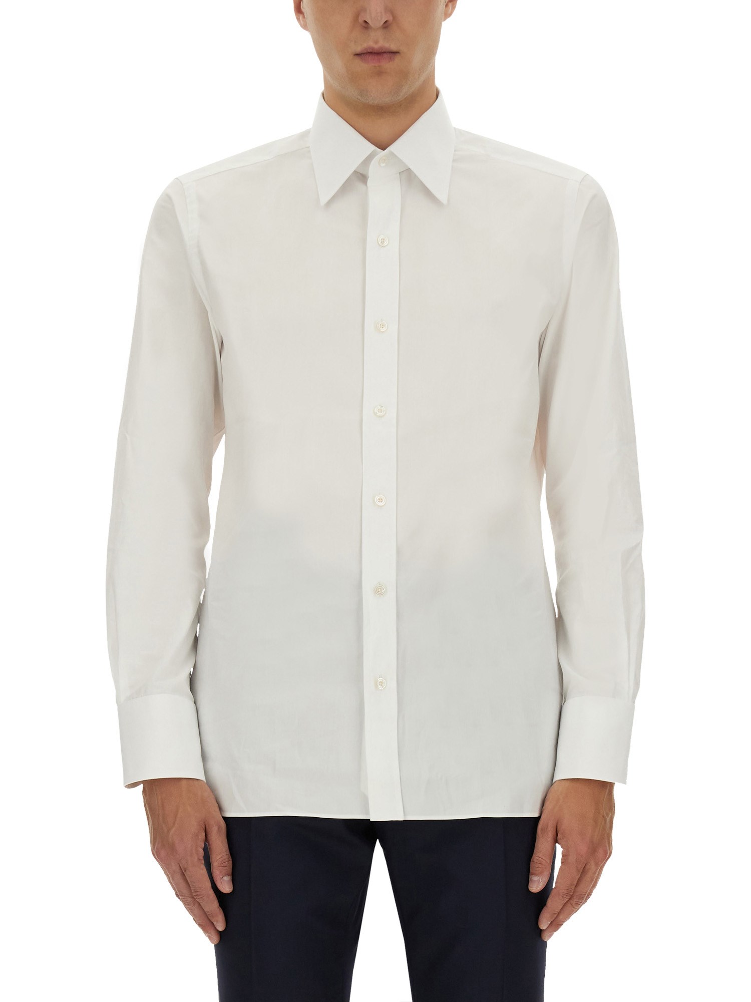 Tom Ford Slim Fit Poplin Shirt In White