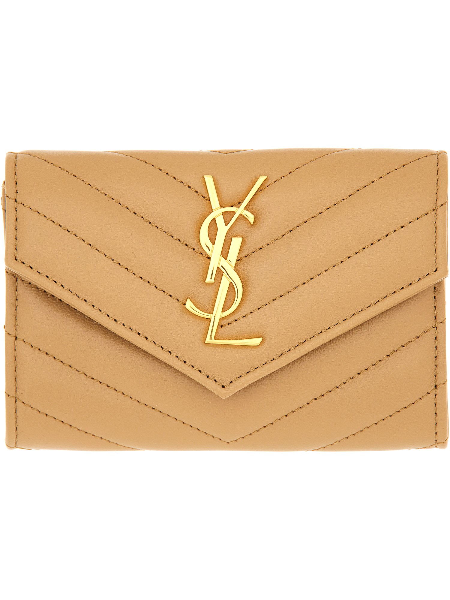 Saint Laurent "cassandras" Wallet In Sand