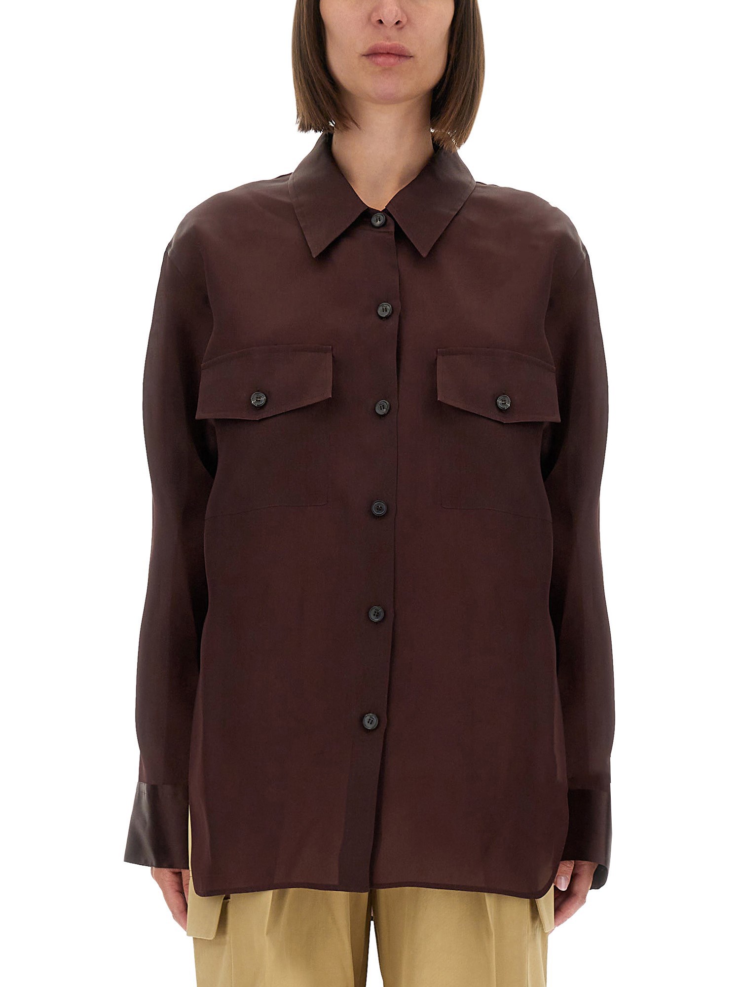 Khaite Womens Almandine Matteo Relaxed-fit Silk Shirt In Burgundy
