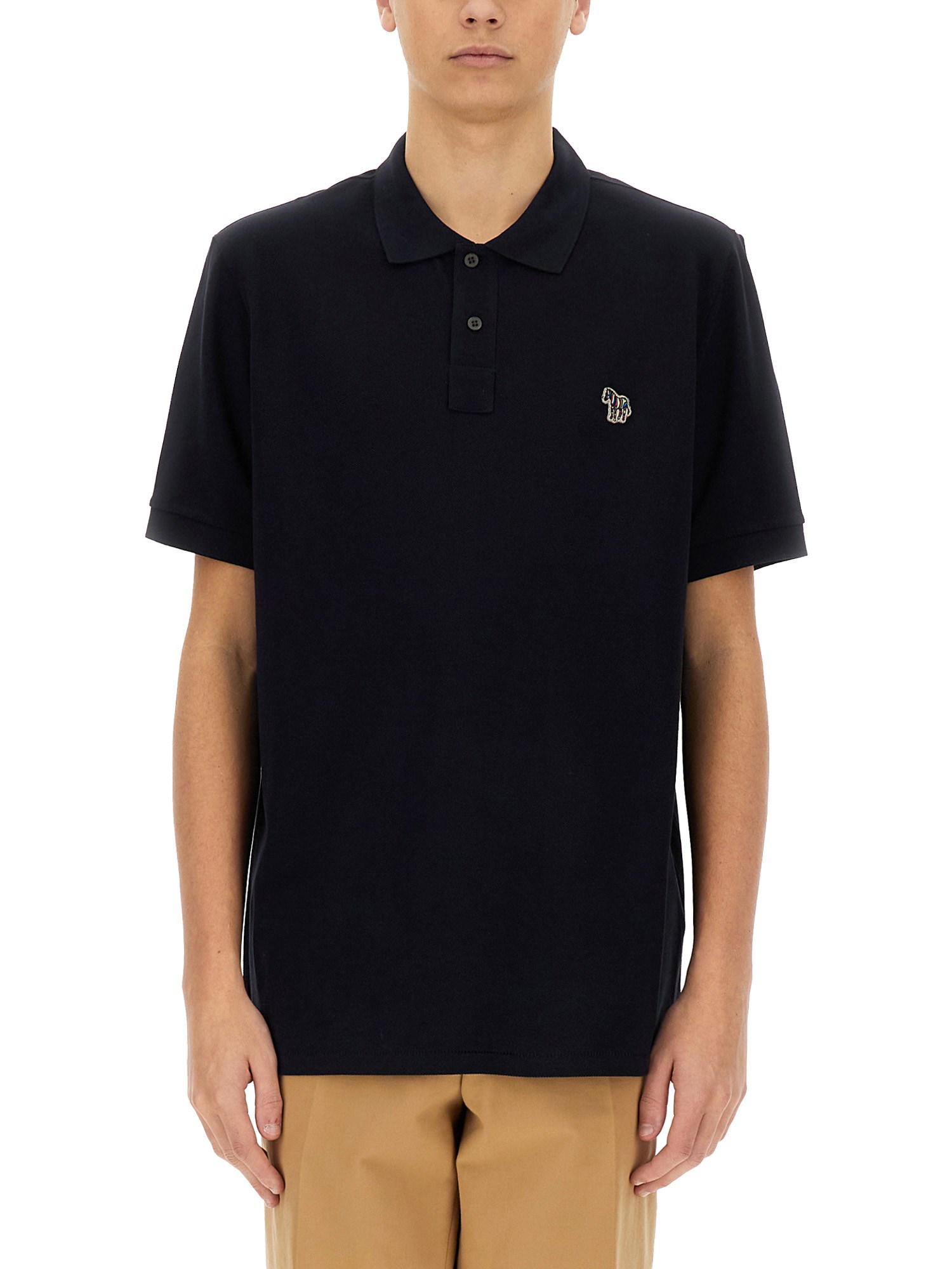 Ps By Paul Smith Ps Paul Smith "zebra" Polo In Black