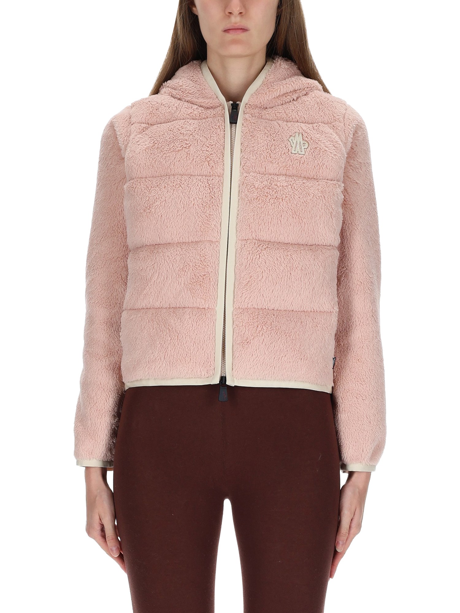Moncler Padded Sweatshirt With Logo In Pink