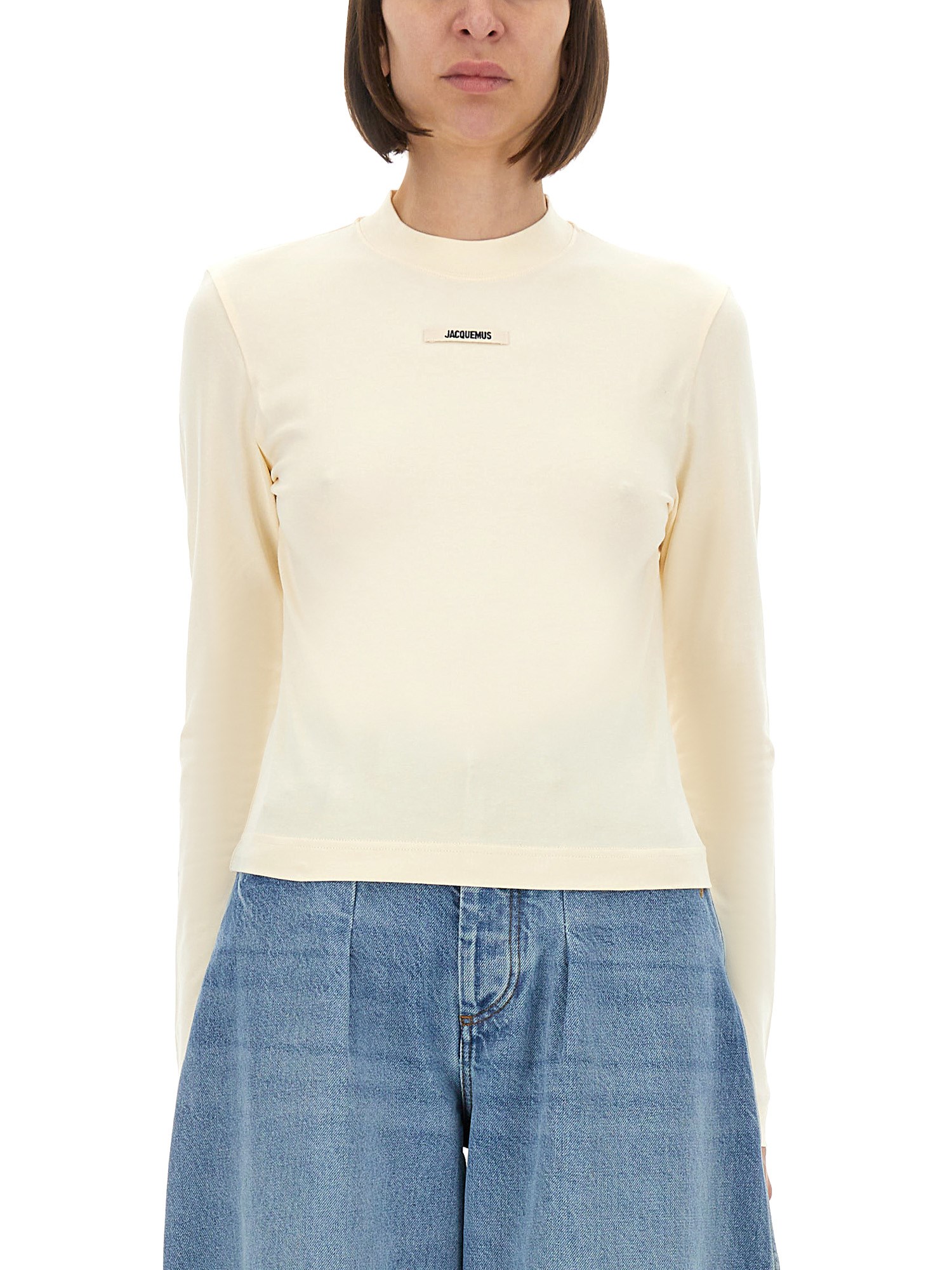 Jacquemus The Grosgrain Long-sleeved Shirt In Beige