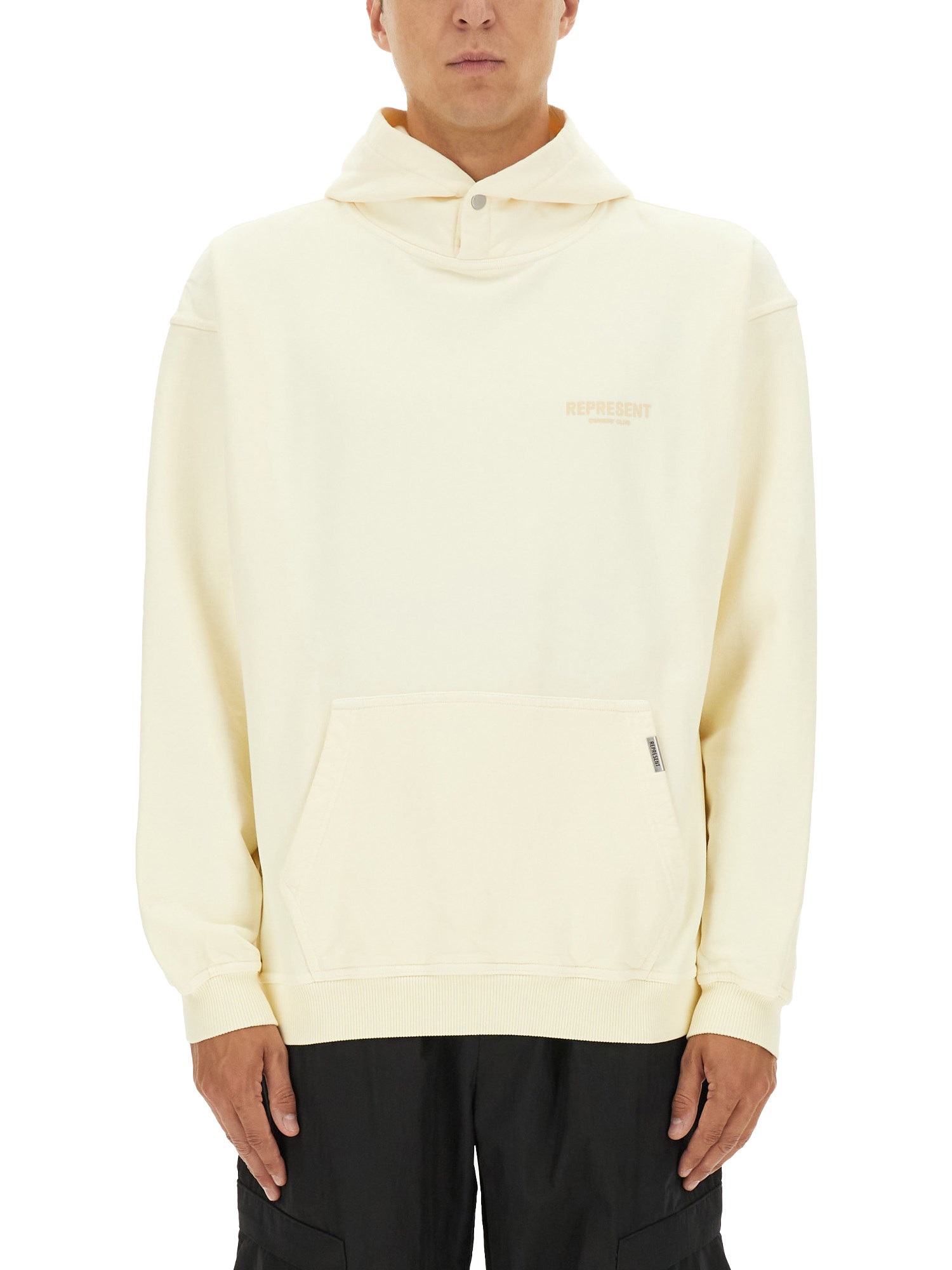 Represent Hooded Sweater With Front Pocket And Long Sleeves In White