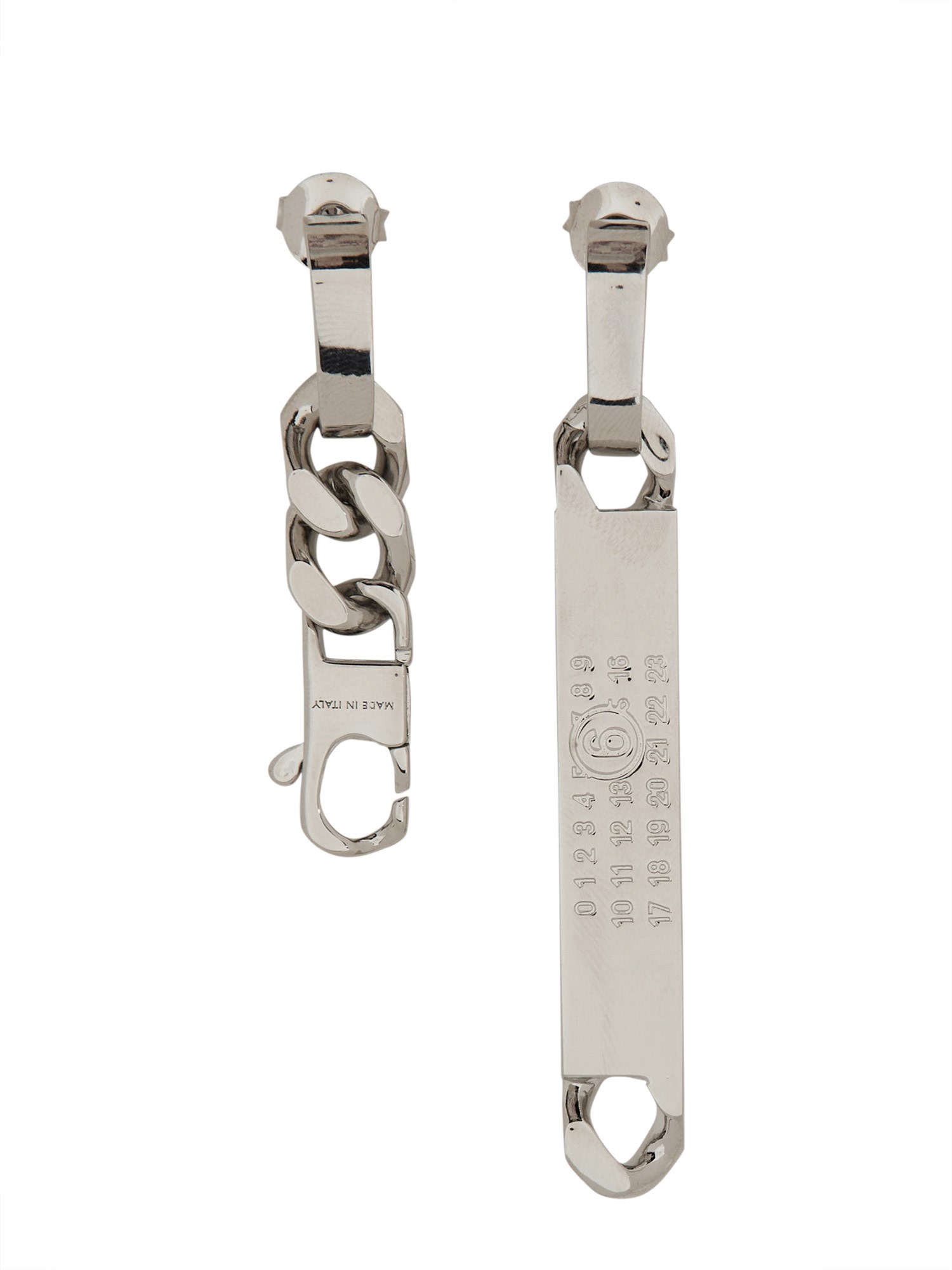 Mm6 Maison Margiela Mismatched Chain Earrings In Silver