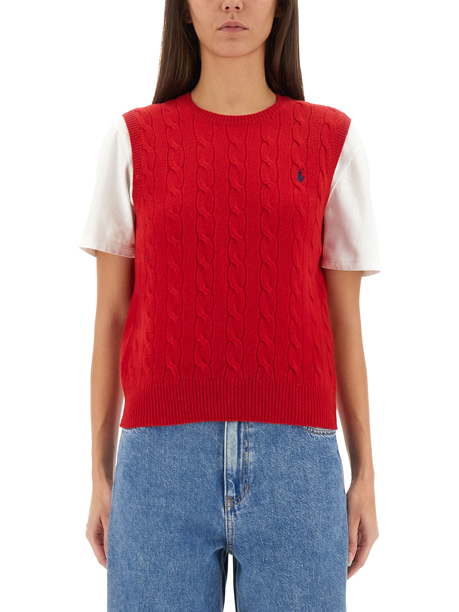 Polo Ralph Lauren Braid Vest In Red