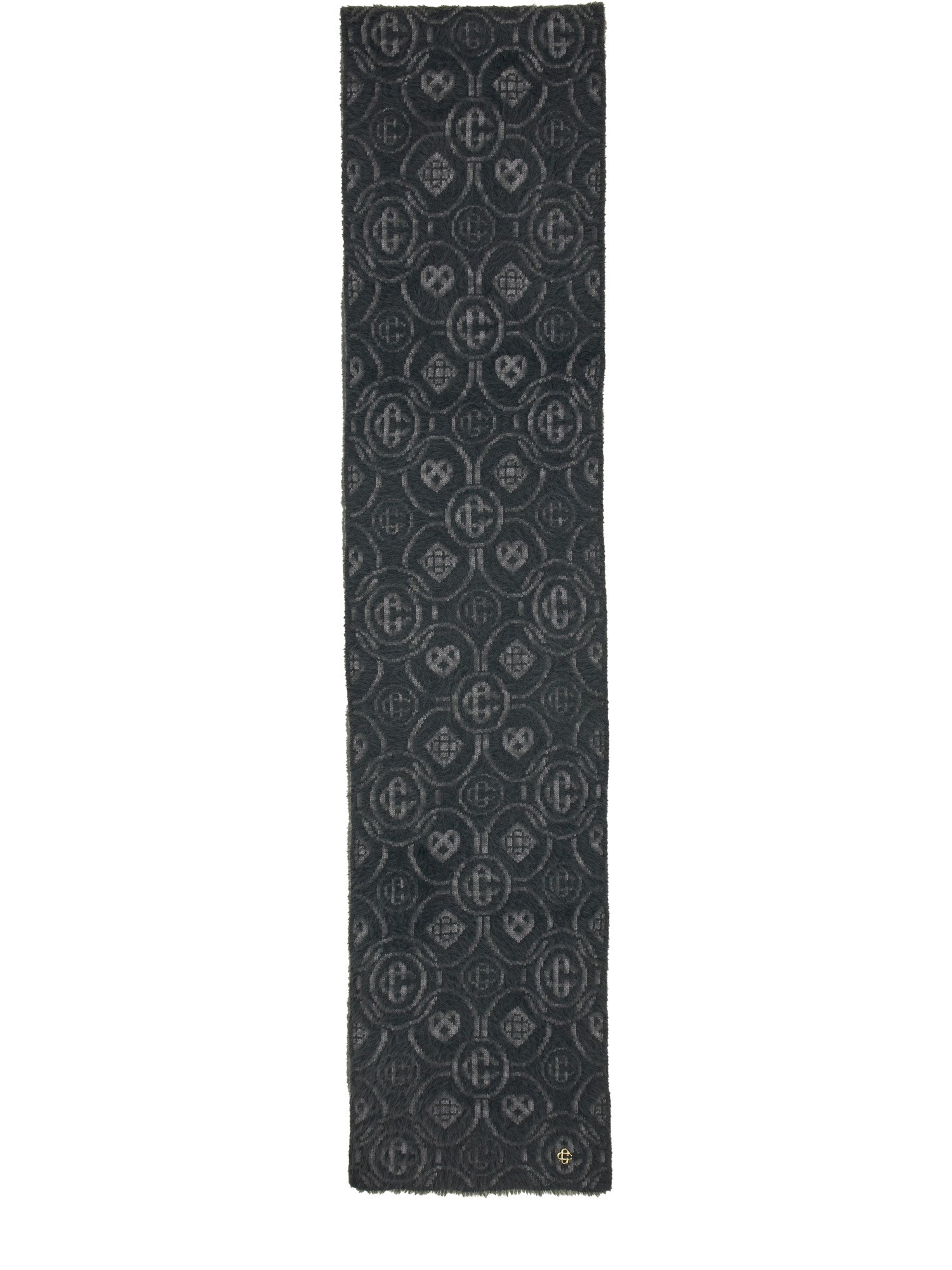 Casablanca Grey Merino Wool Blend Fluffy Monogram Scarf In Gray