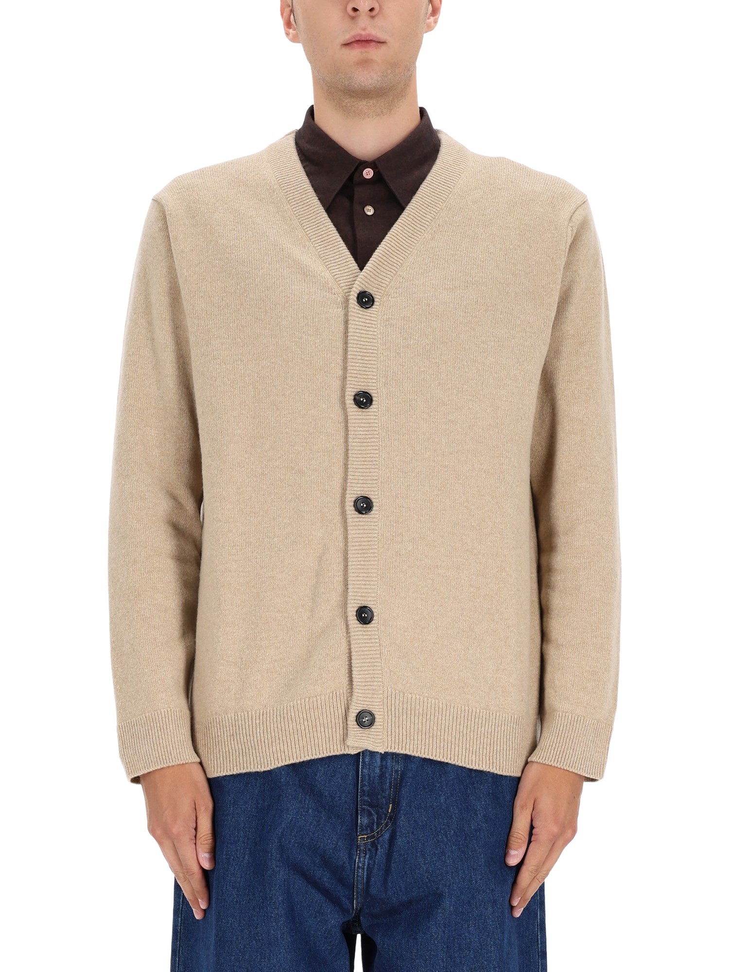 Ps By Paul Smith Button-down Merino Wool Cardigan In White