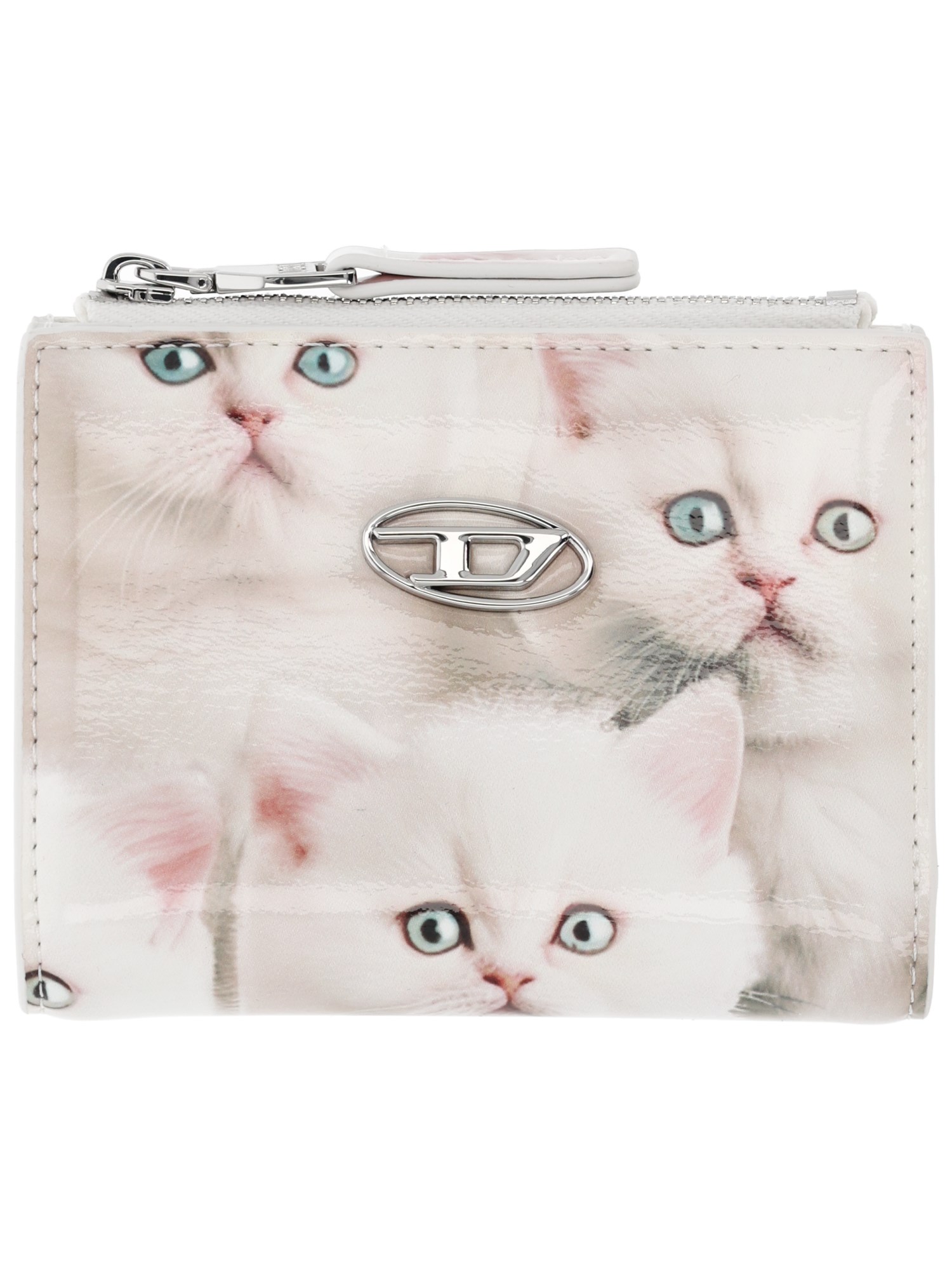 Diesel "play Bi-fold Zipper Ii" Wallet In White