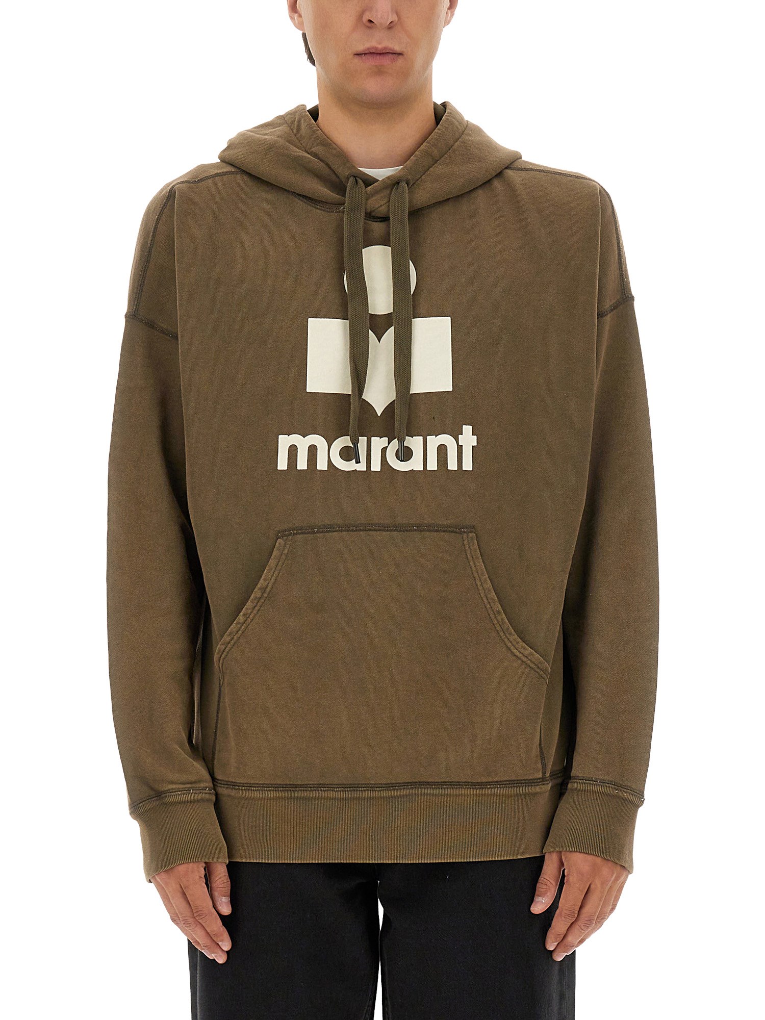 Isabel Marant Sweater Hooded Kangaroo Pocket In Brown