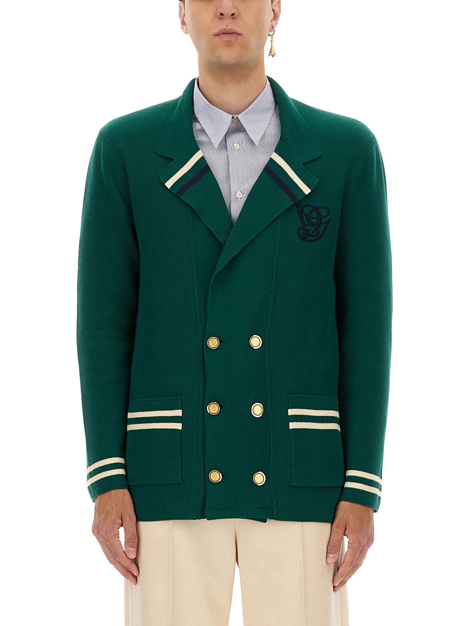 Valentino Wool And Cotton Jacket In Green