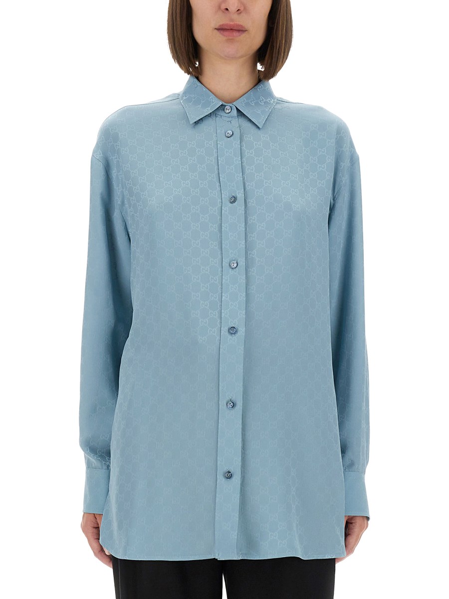CAMICIA OVERSIZE IN SETA JACQUARD GG