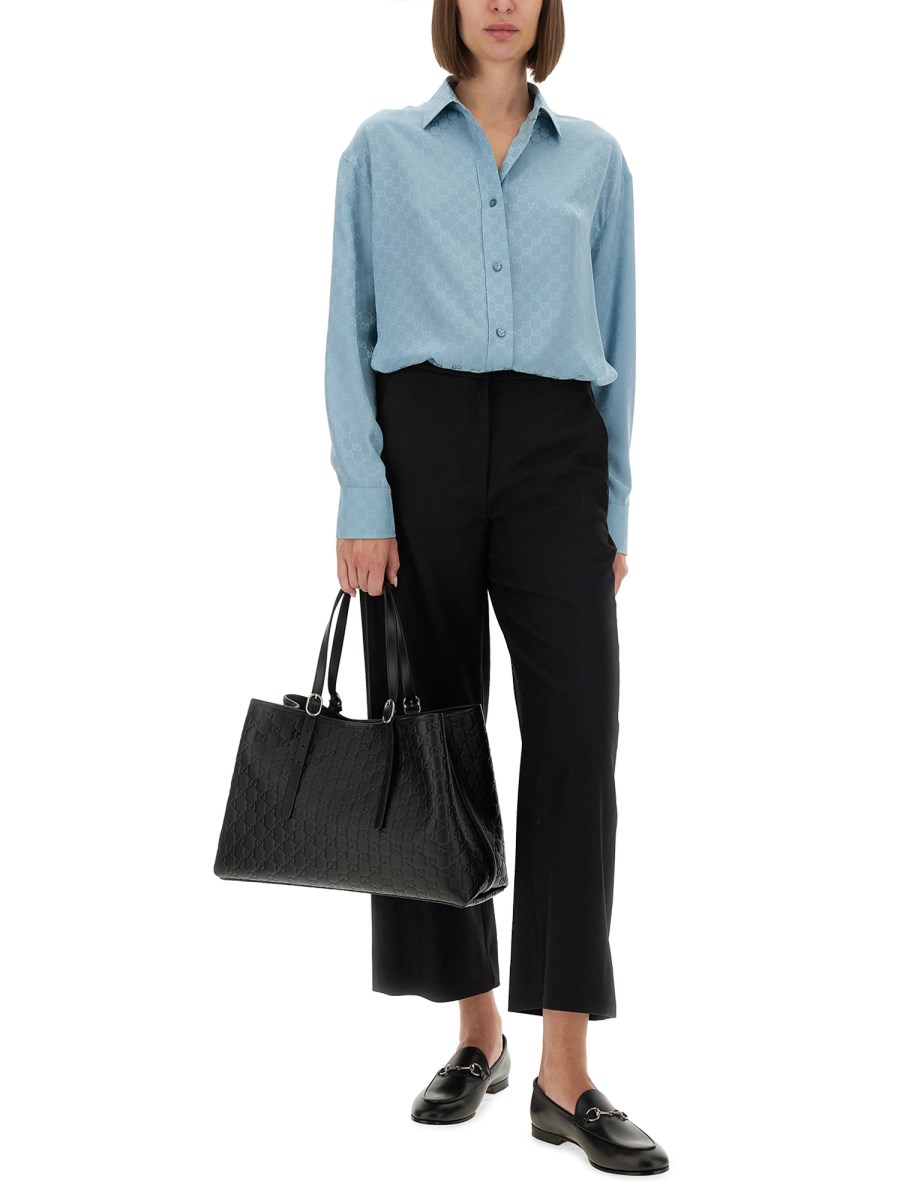 CAMICIA OVERSIZE IN SETA JACQUARD GG