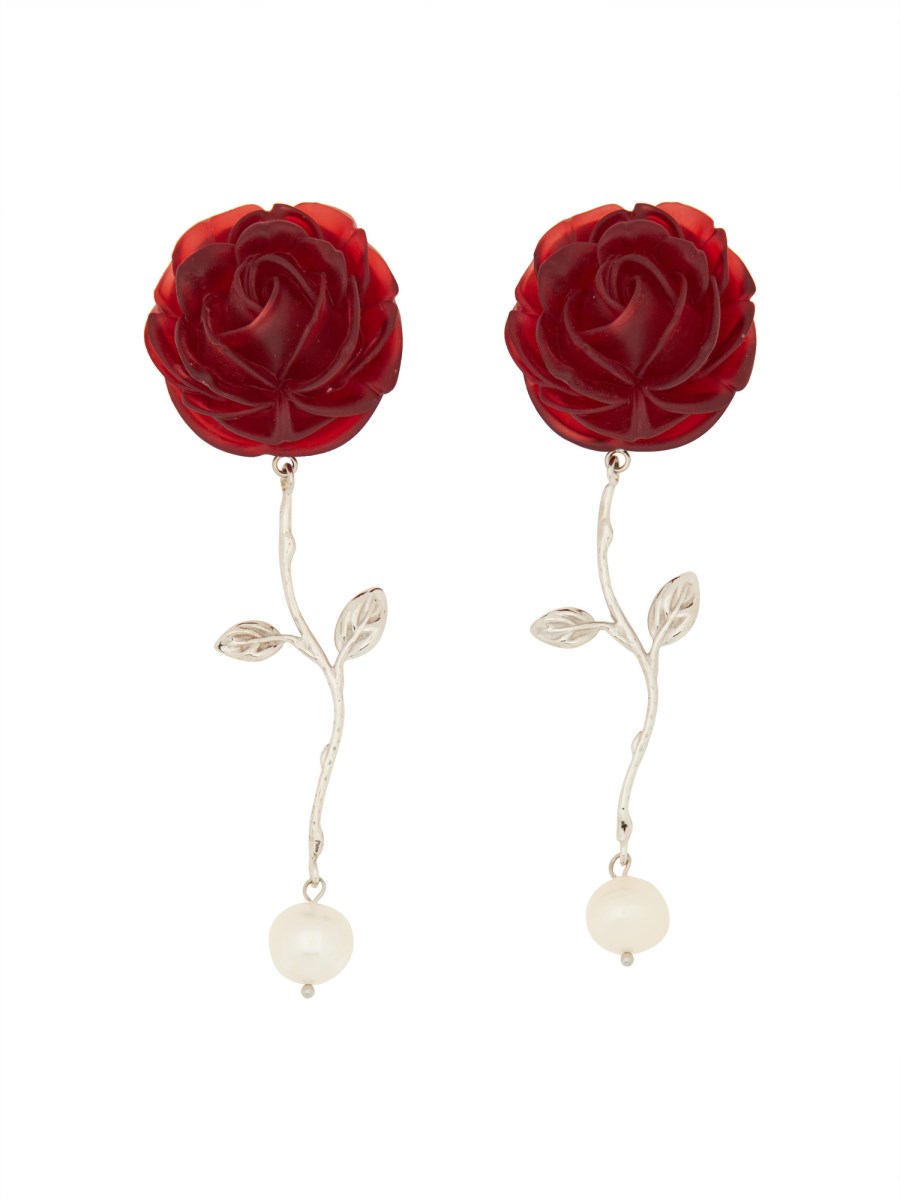 ORECCHINI CON PERLA E ROSA