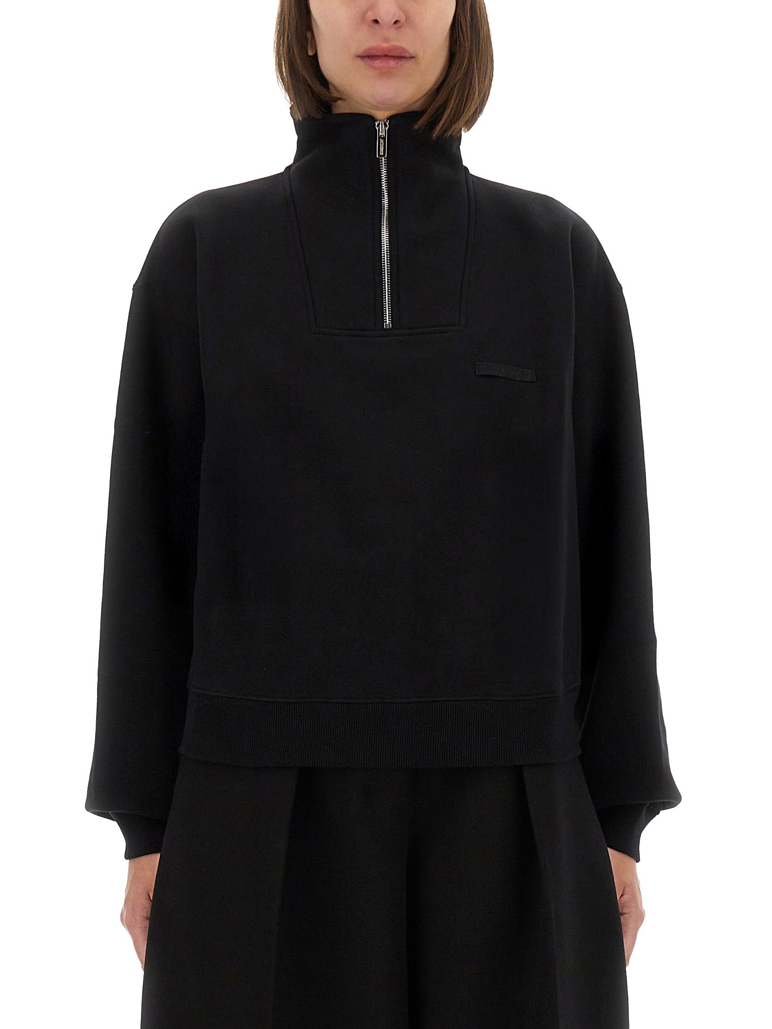 Jacquemus Grosgrain Sweatshirt With Turtleneck In Black