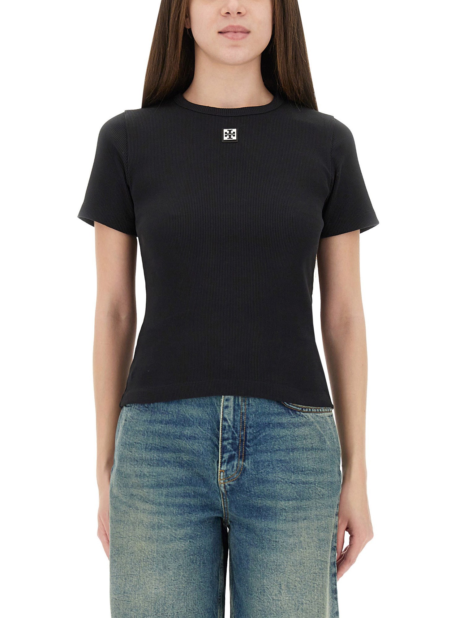 Tory Burch Ribbed Cotton T-shirt