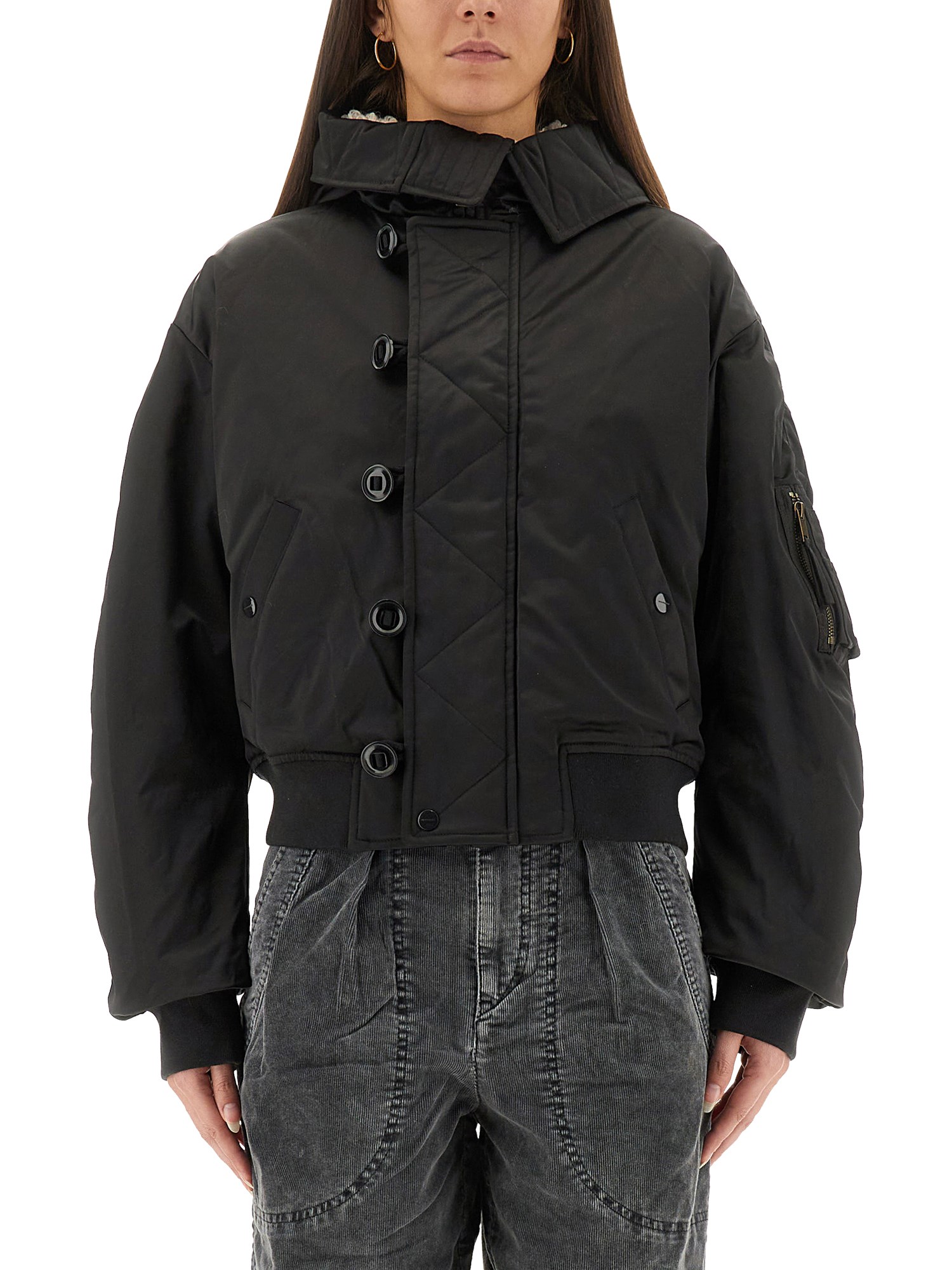 Isabel Marant Étoile Isabel Marant Etoile Women 'elisa' Black Jacket With Hood With Zip And One Zip Pocket On The Sleeve  In Black
