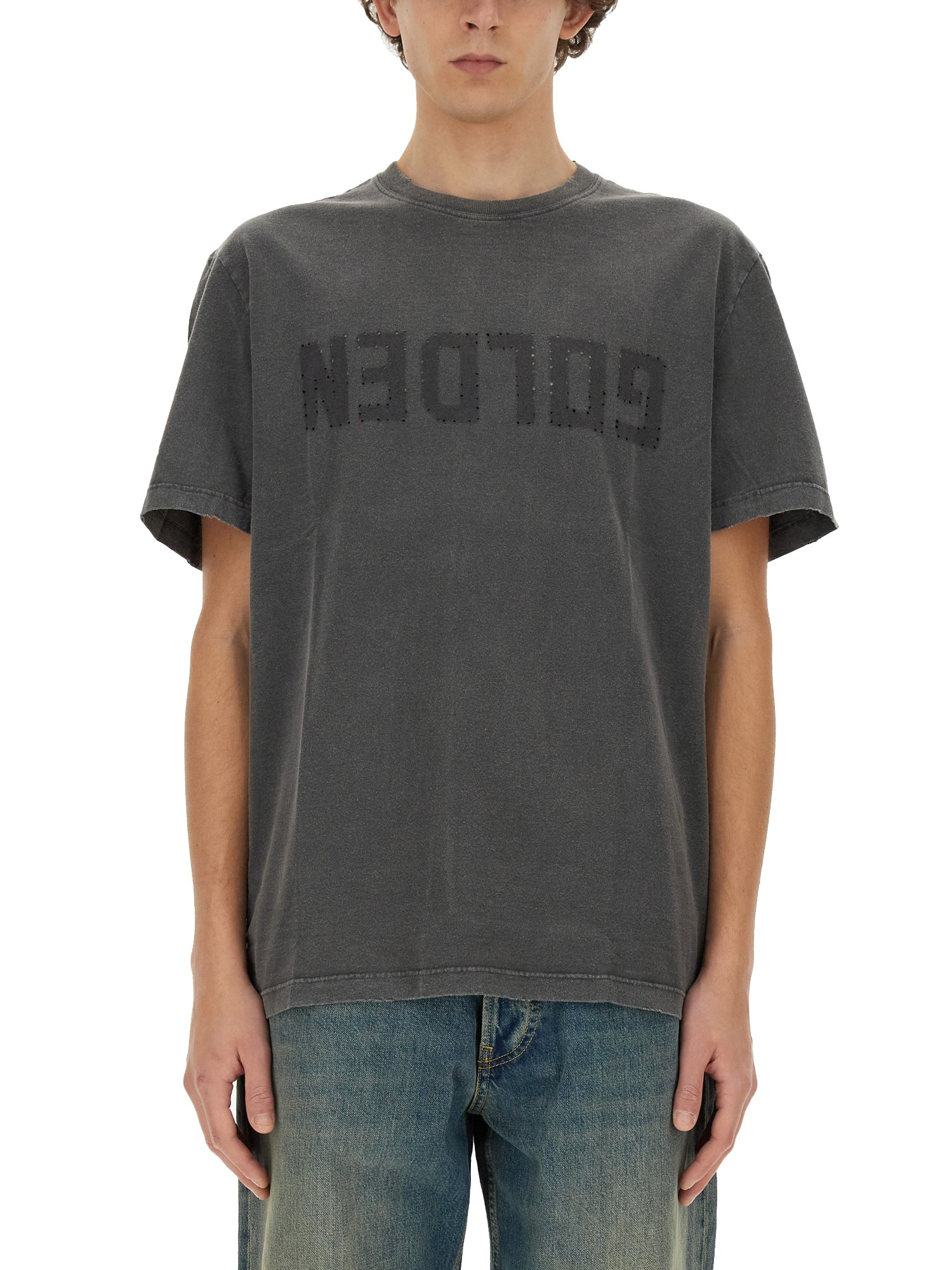Golden Goose Logo Distressed Cotton Jersey T-shirt