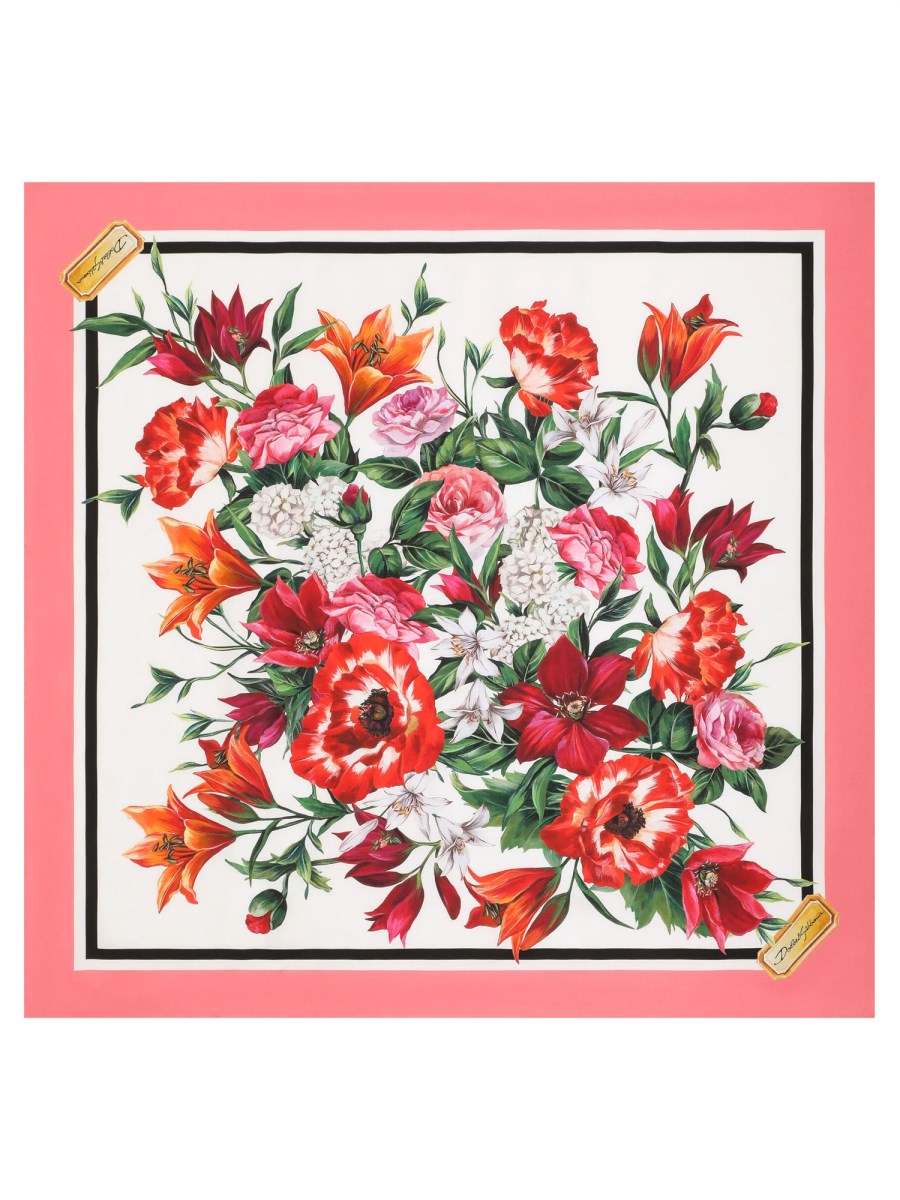 FOULARD A STAMPA FLOREALE IN TWILL DI SETA
