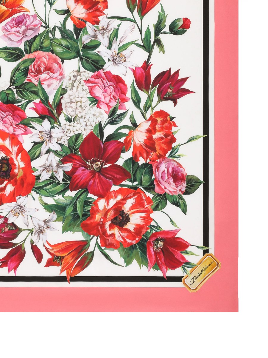 FOULARD A STAMPA FLOREALE IN TWILL DI SETA