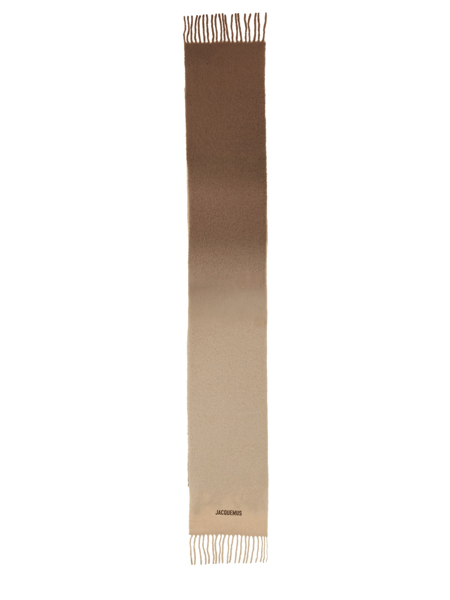 Jacquemus Ombre Pattern Scarf Fringed Edges In Sand