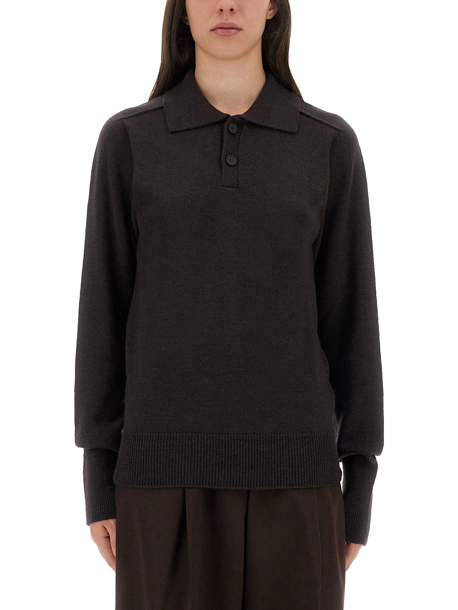 Studio Nicholson Knitwear Polo Collar Long Sleeves In Black