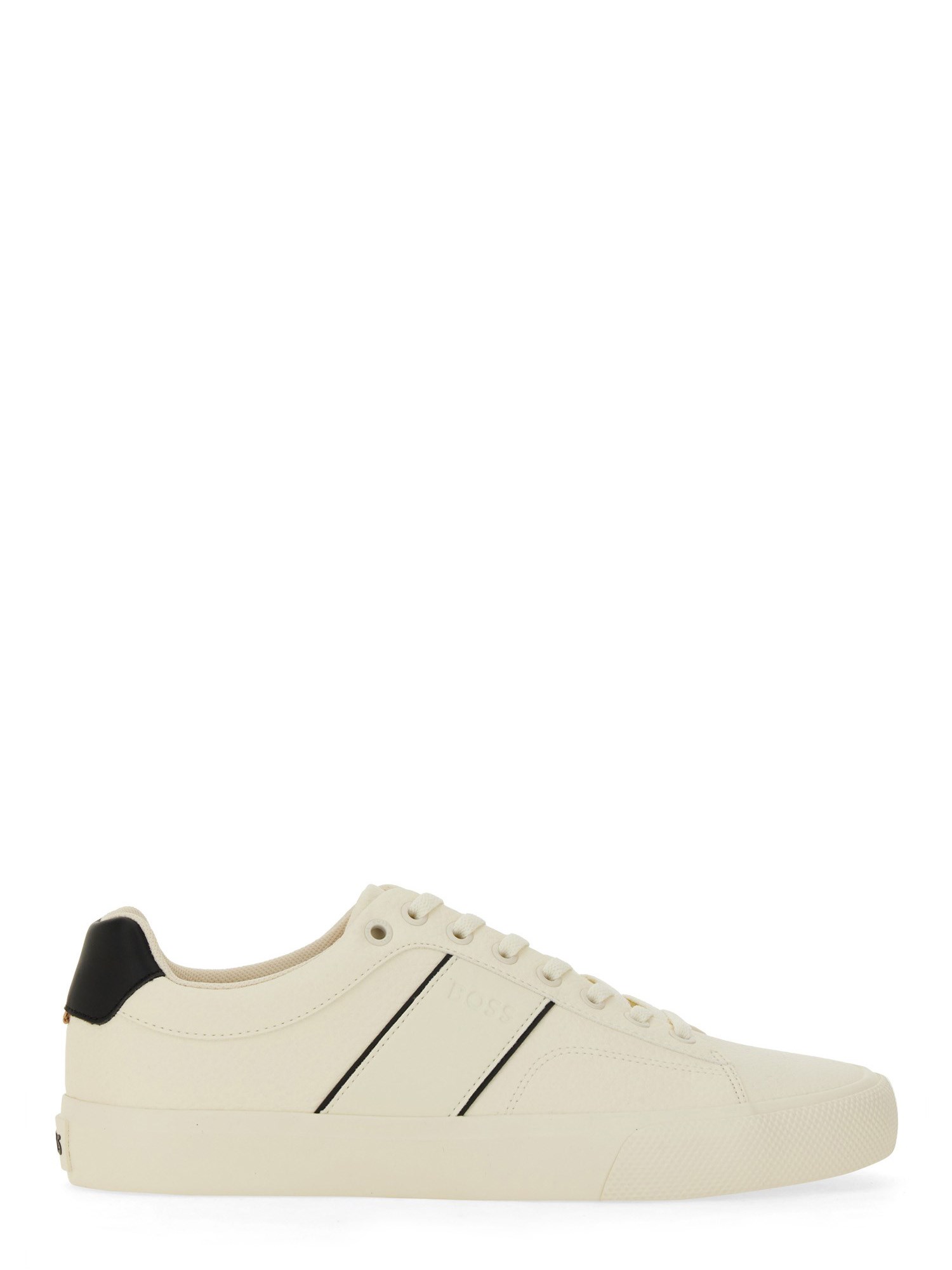 Hugo Boss Low-top Leather Sneakers With Contrasting Stripes In White