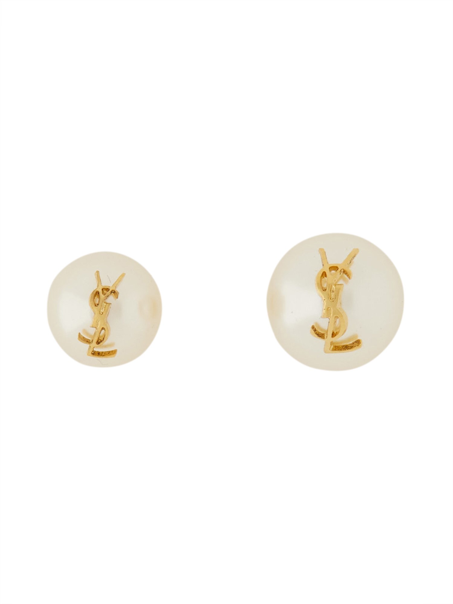 Saint Laurent Asymmetrical Earrings "cassandras" In White