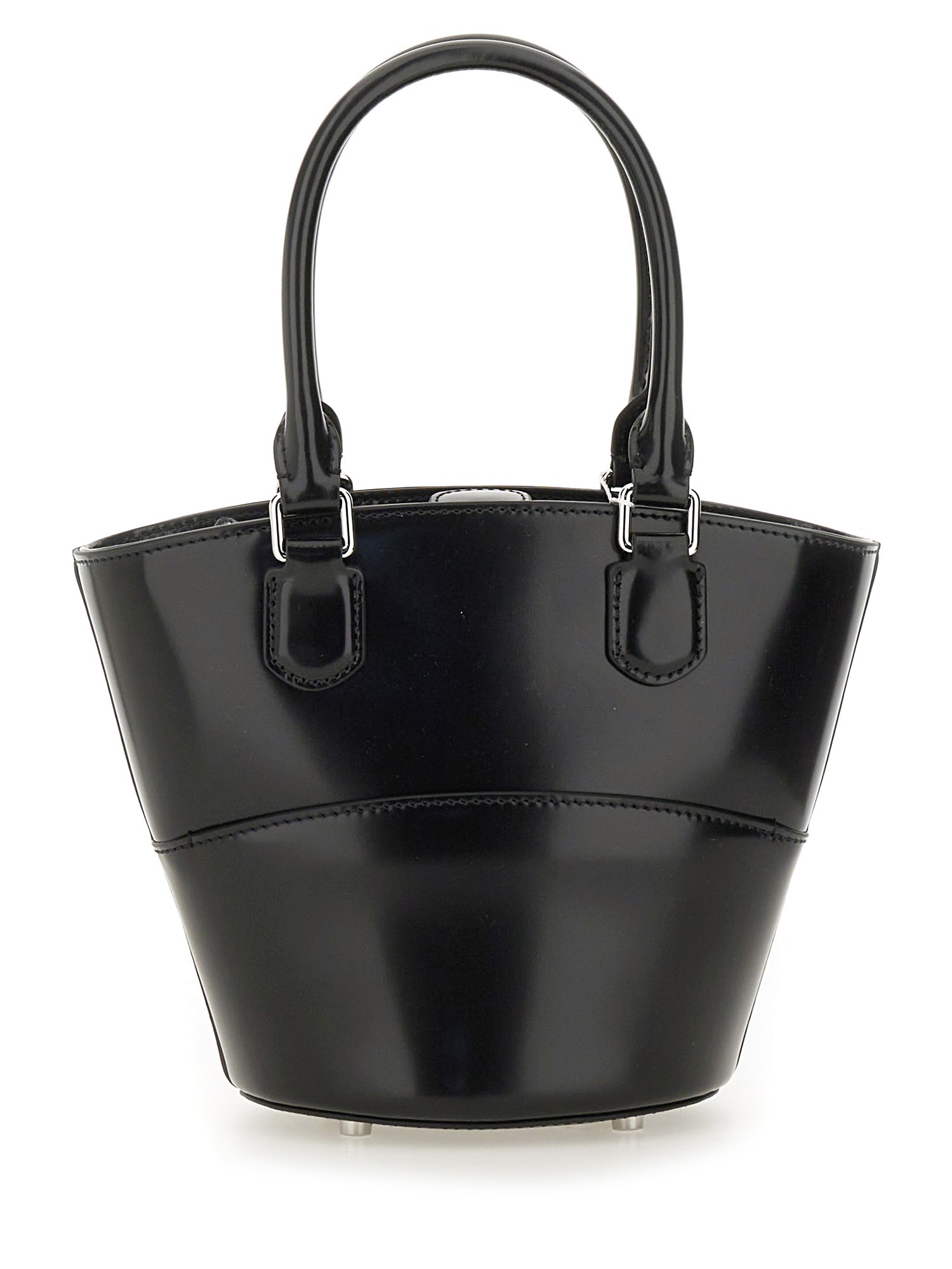 Self-portrait Leather Tote Bag With Charm In Black