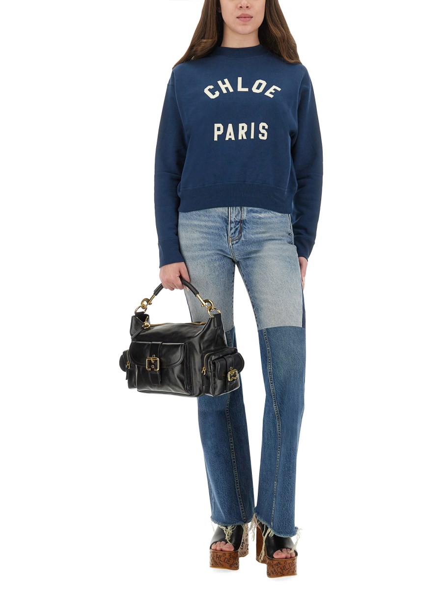 PULLOVER CON LOGO IN PILE DI COTONE