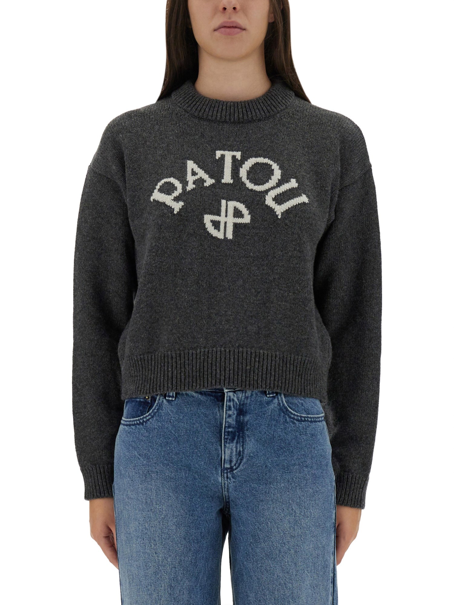 Patou Logo And Jp Monogram Intarsia Wool And Cashmere Jumper Clothing In Gray
