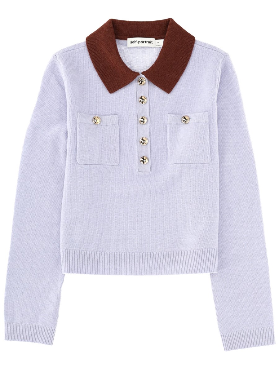 MAGLIA CON COLLETTO A CONTRASTO