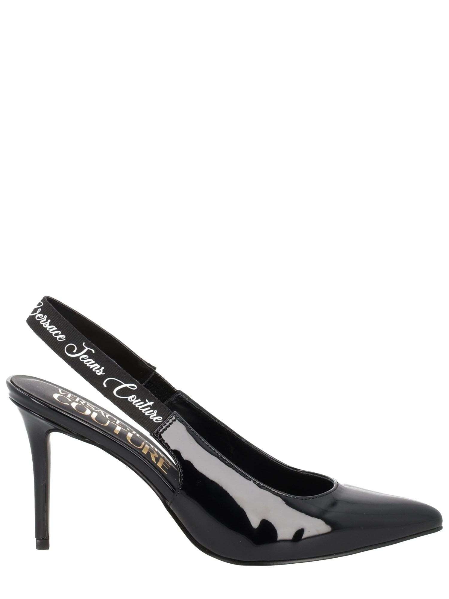 Versace Jeans Couture Pointed Toe Pumps With Slingback Strap In Black