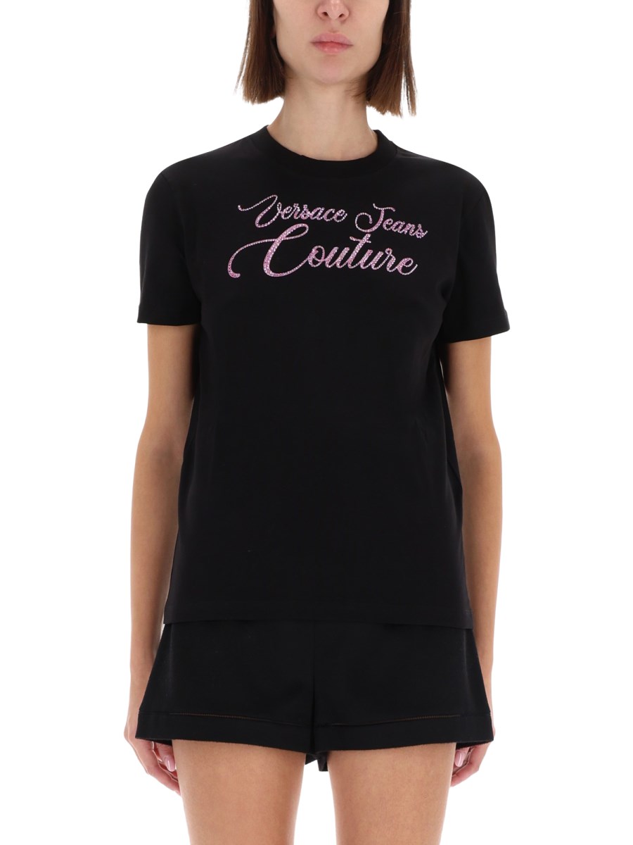 T-SHIRT CON LOGO E STRASS