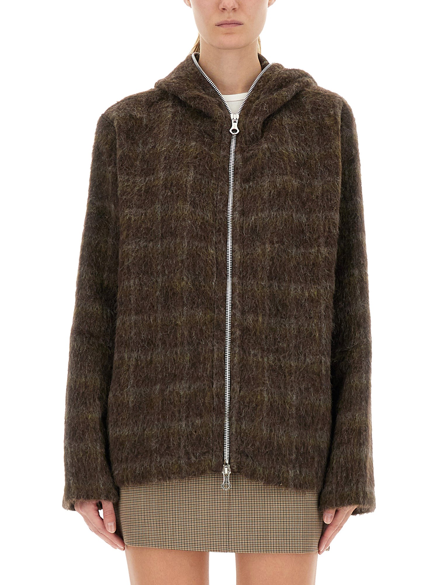 Our Legacy Checkered Knitwear With Hood And Long Sleeves In Brown