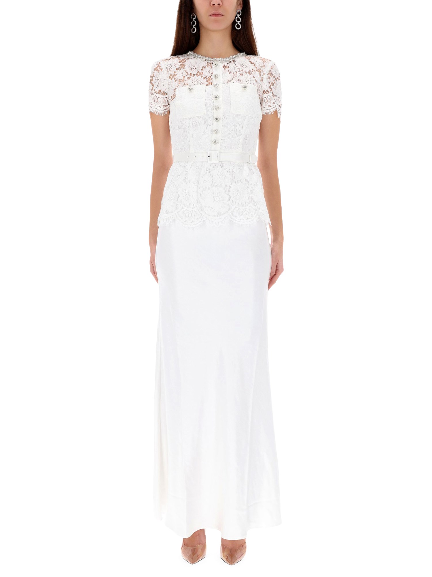 Self-portrait Long Lace Dress In White