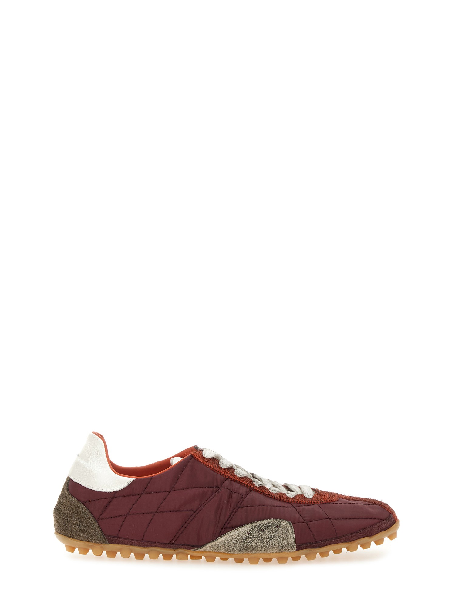 Maison Margiela Sprinter Leather And Brushed Suede-trimmed Shell Sneakers In Burgundy