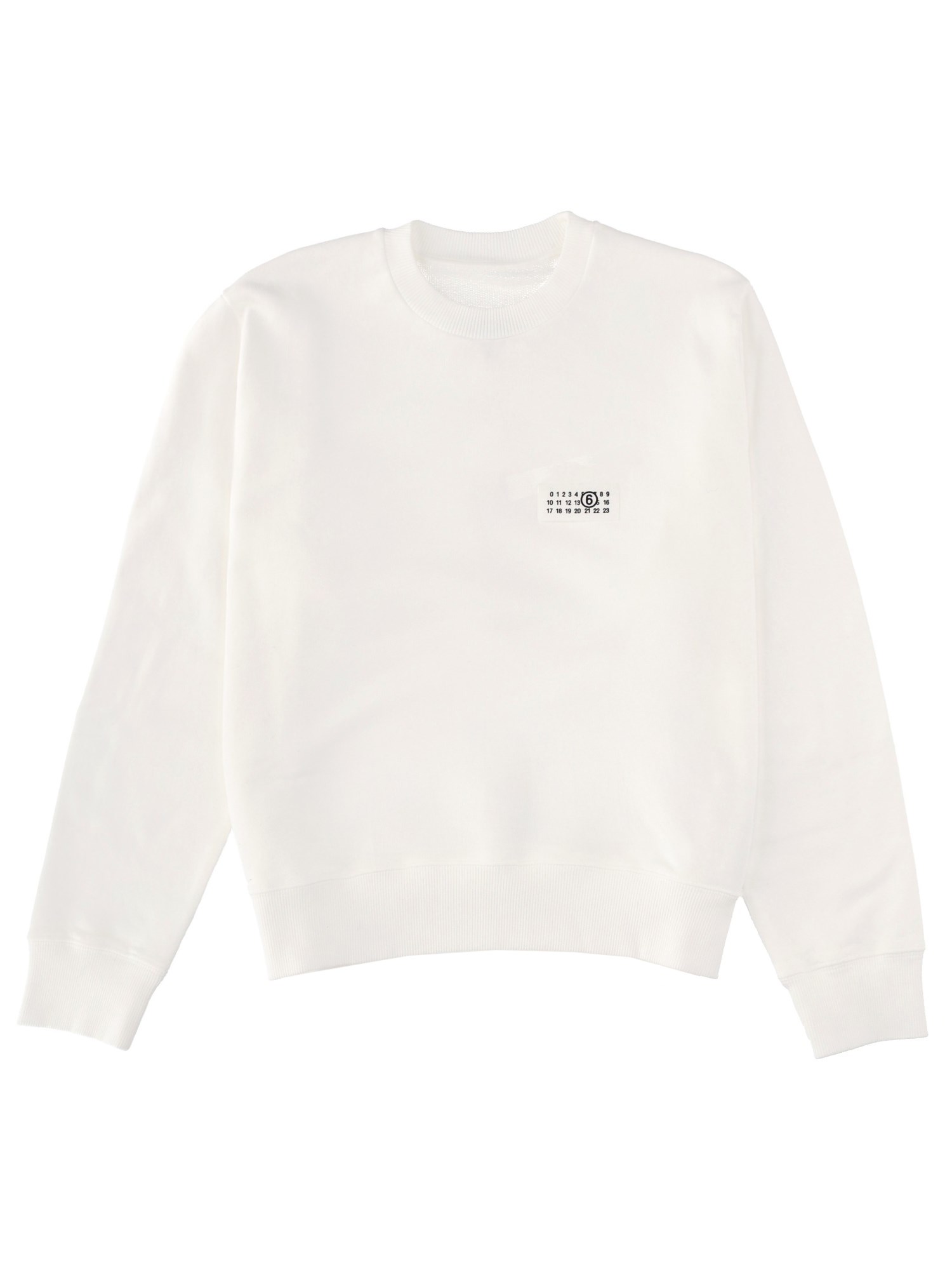 Mm6 Maison Margiela Numeric Signature Label Crewneck Sweatshirt In White