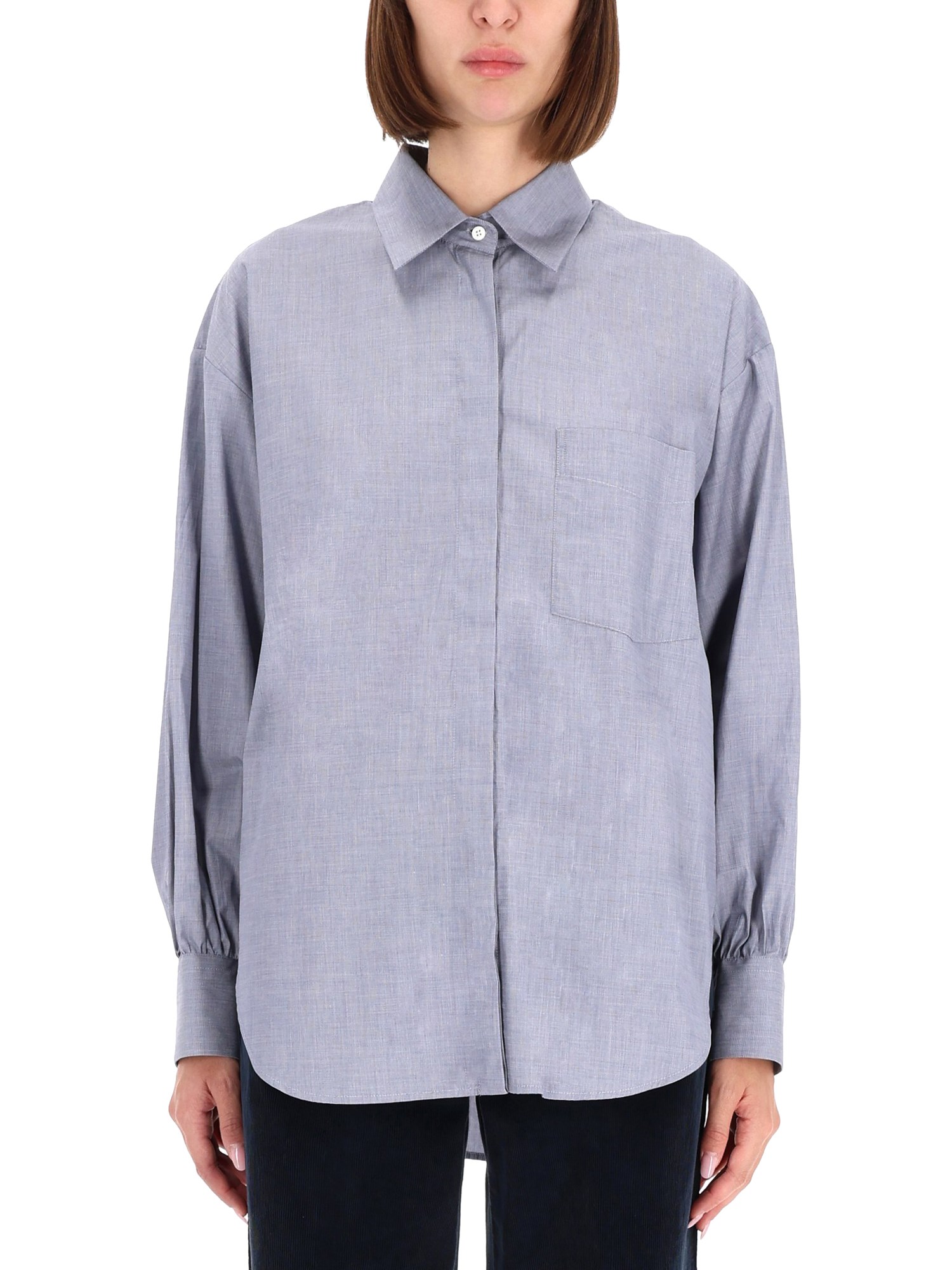 Aspesi High Collar Shirt In Blue