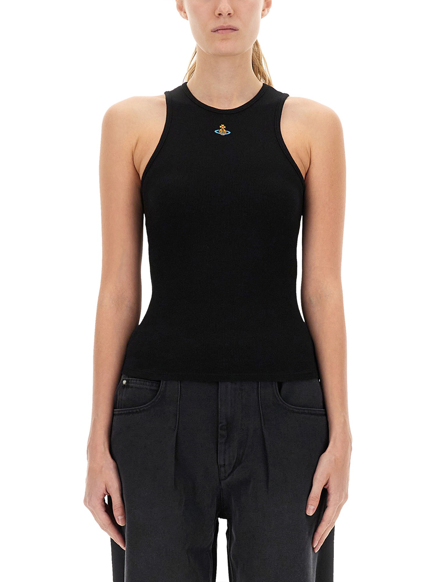 Vivienne Westwood 90s Orb-embellished Ribbed Tank Top Clothing In Black