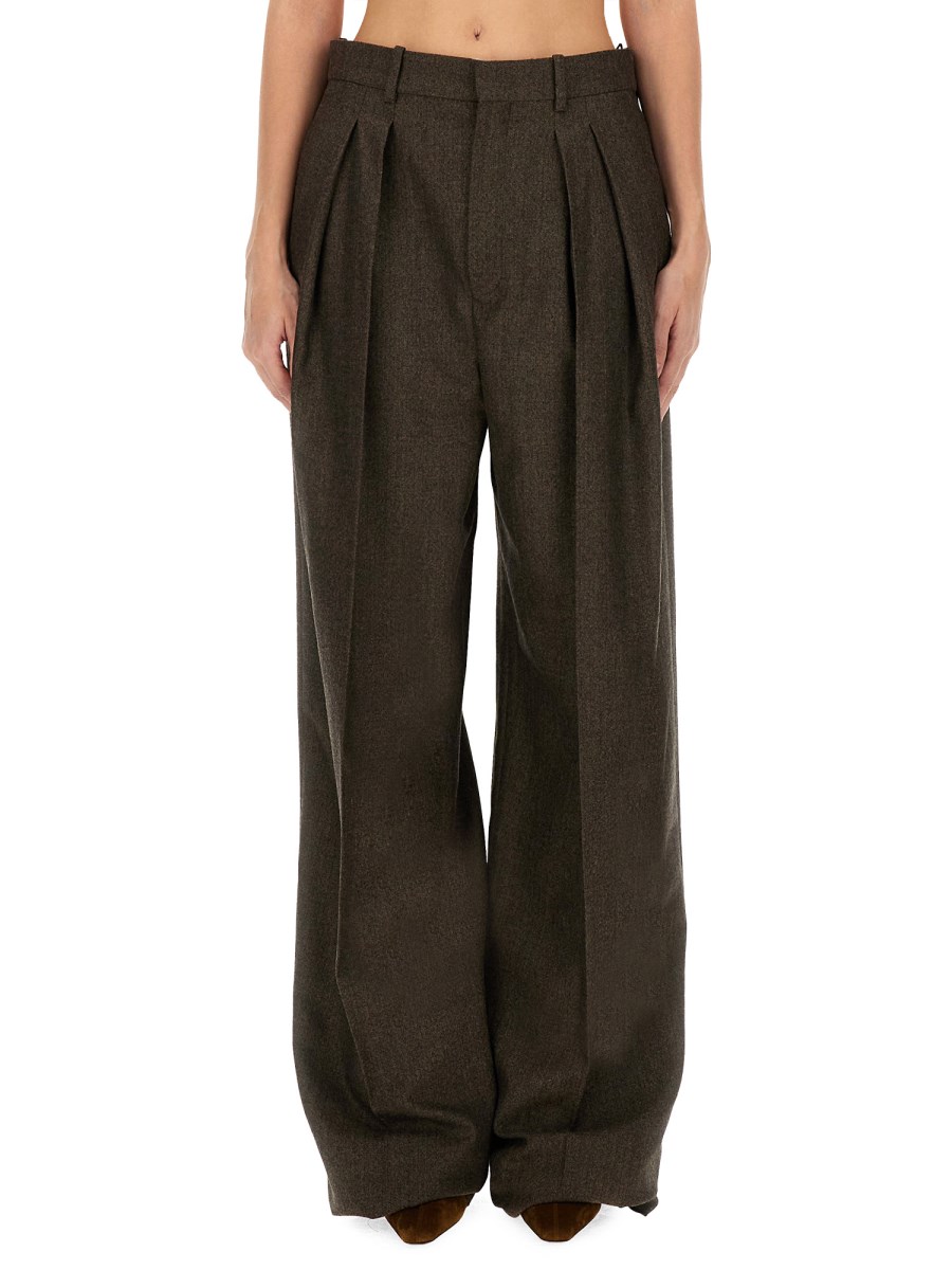 PANTALONE A GAMBA AMPIA IN LANA