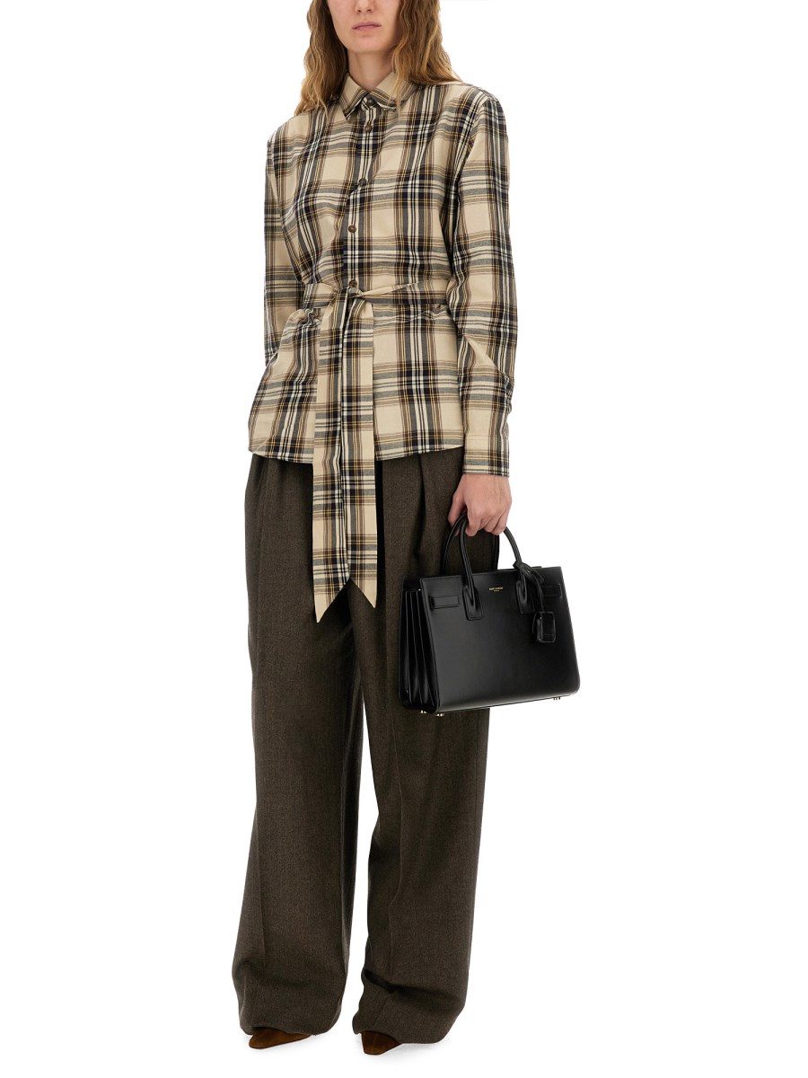 PANTALONE A GAMBA AMPIA IN LANA